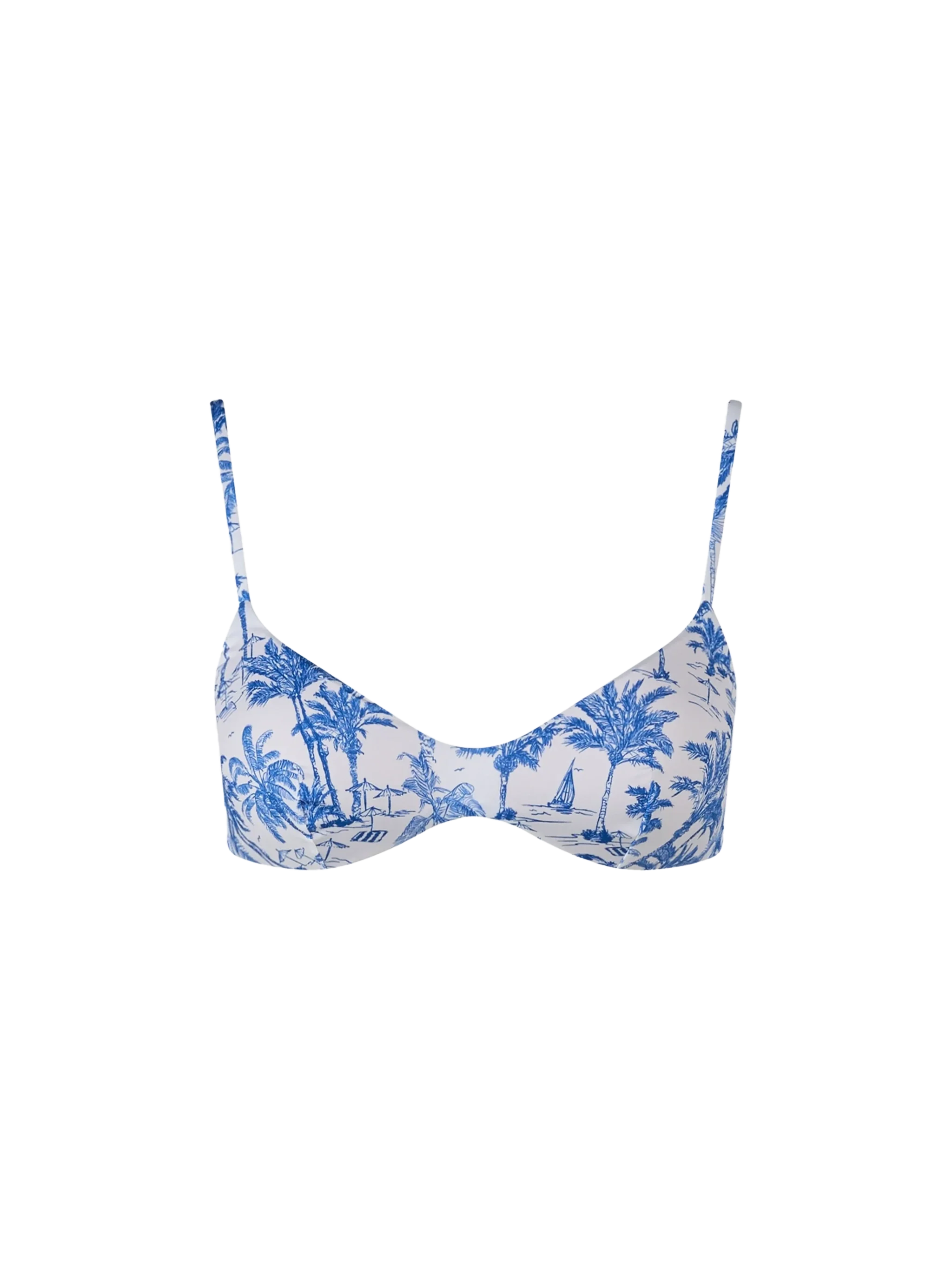 May Toile De Jouy Bralette Bikini Top White