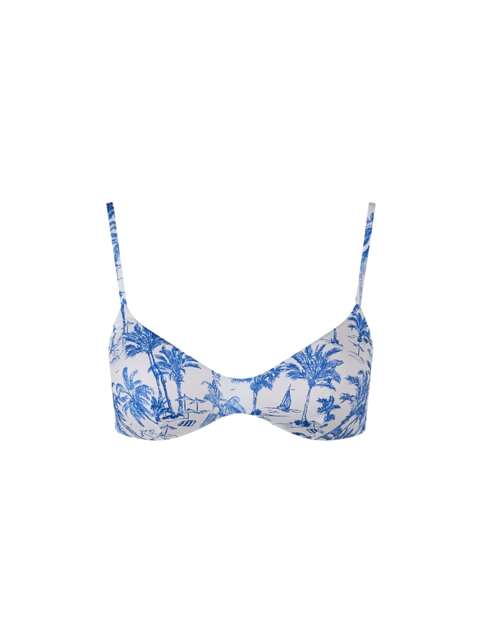 May Toile De Jouy Bralette Bikini Top White