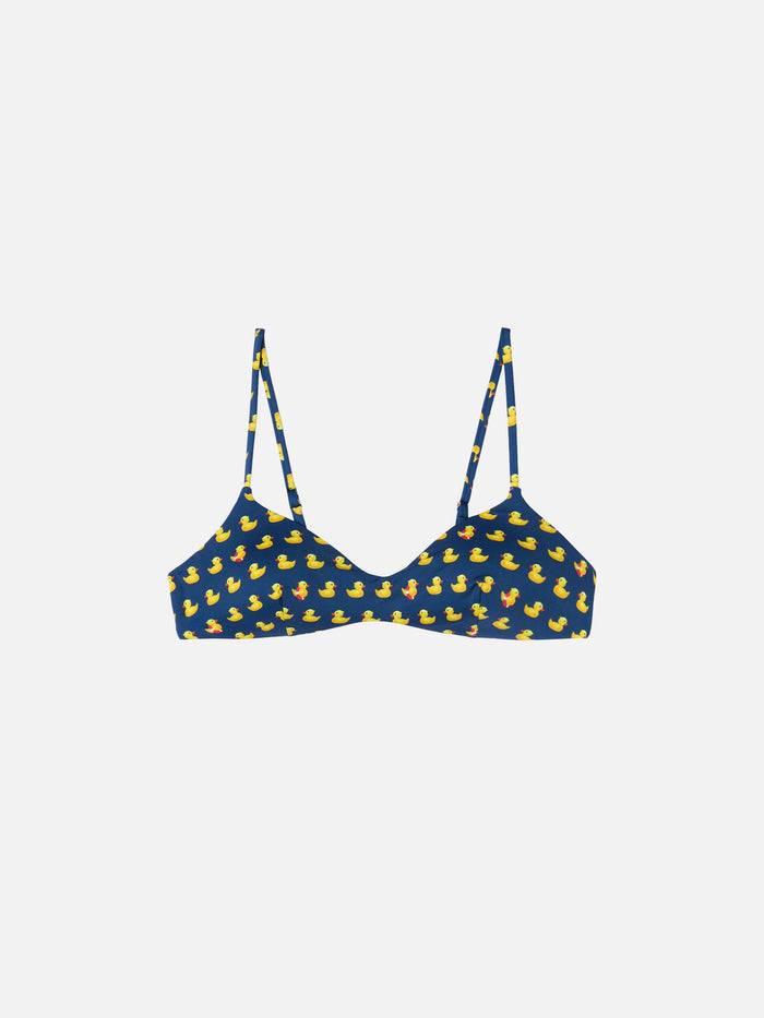 May Scoop Bralette Top With Ducky Print Blue