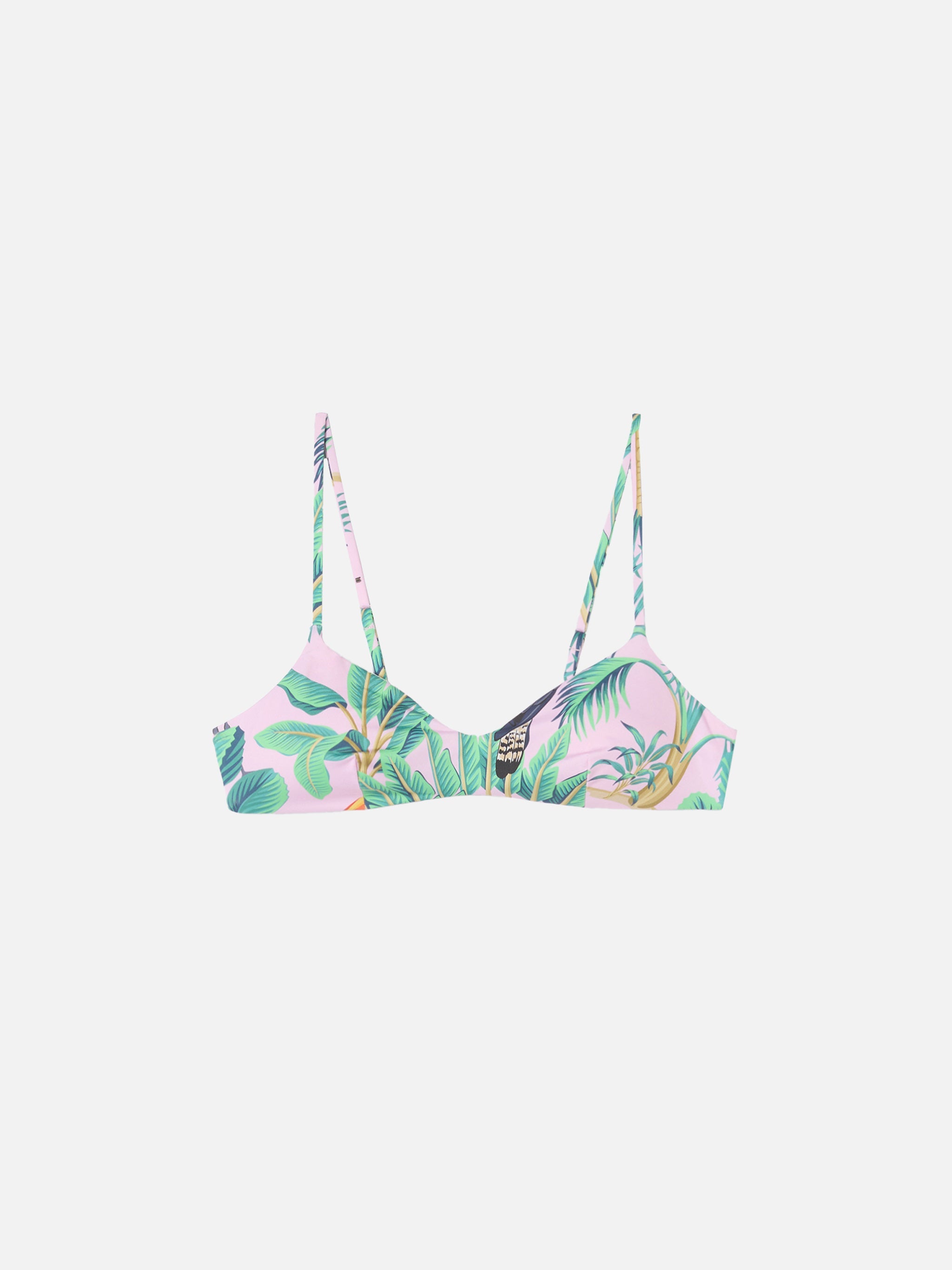 Pink Bralette With Tropical Print Top