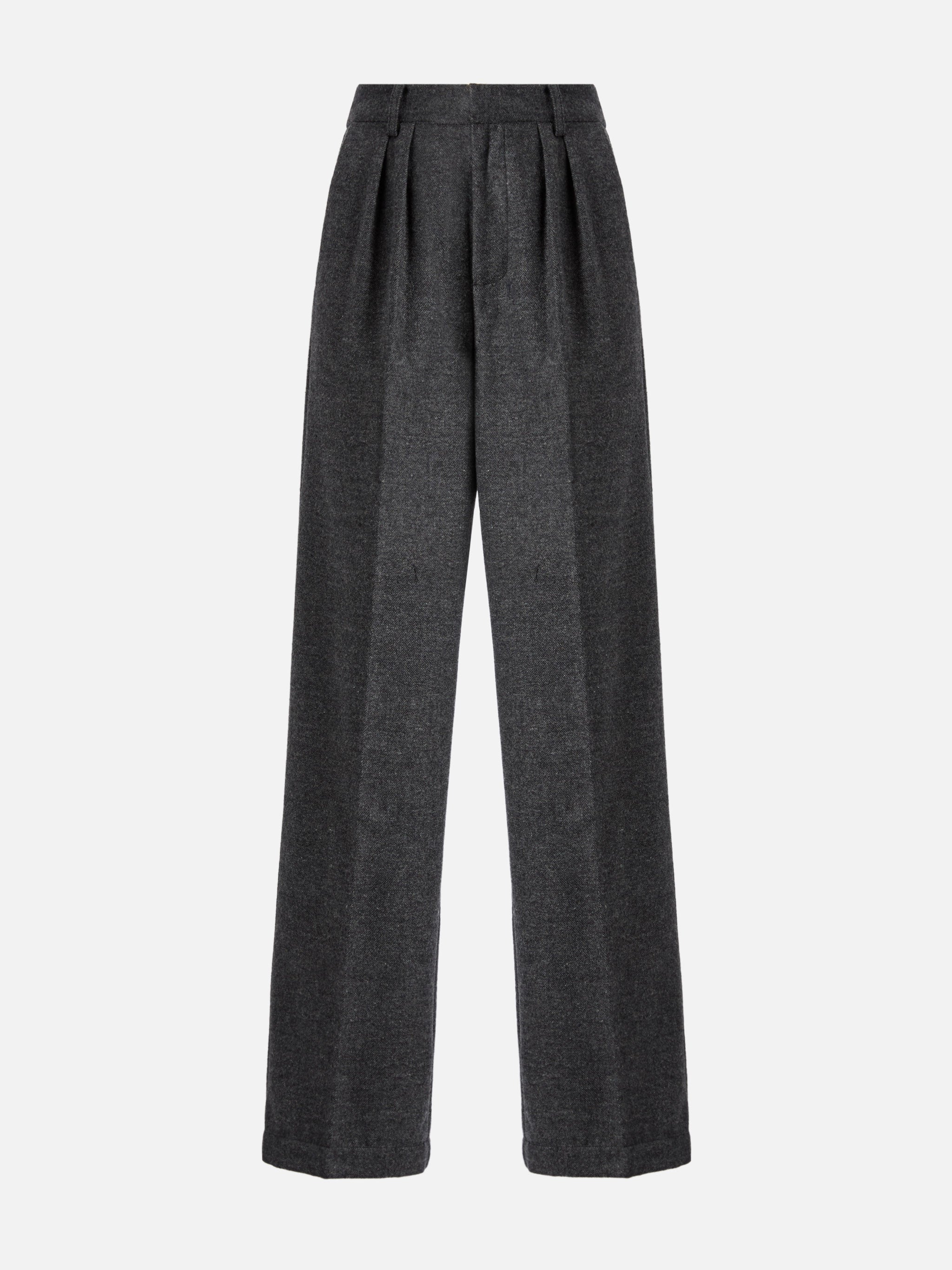 Marcel Straight-Leg Trousers Grey Melange With Pleats Pant