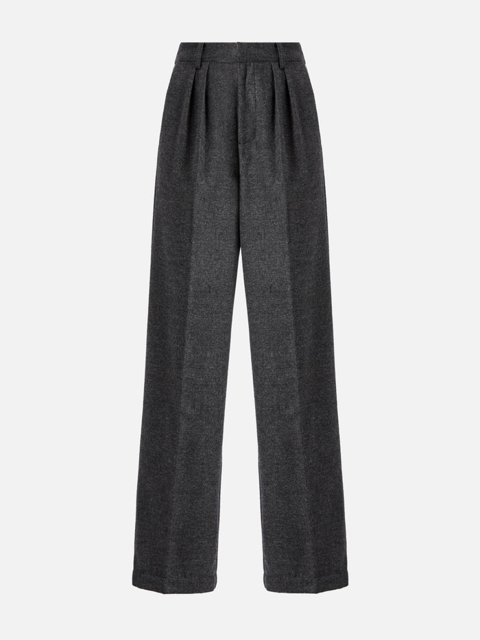 Marcel Straight-Leg Trousers Grey Melange With Pleats Pant