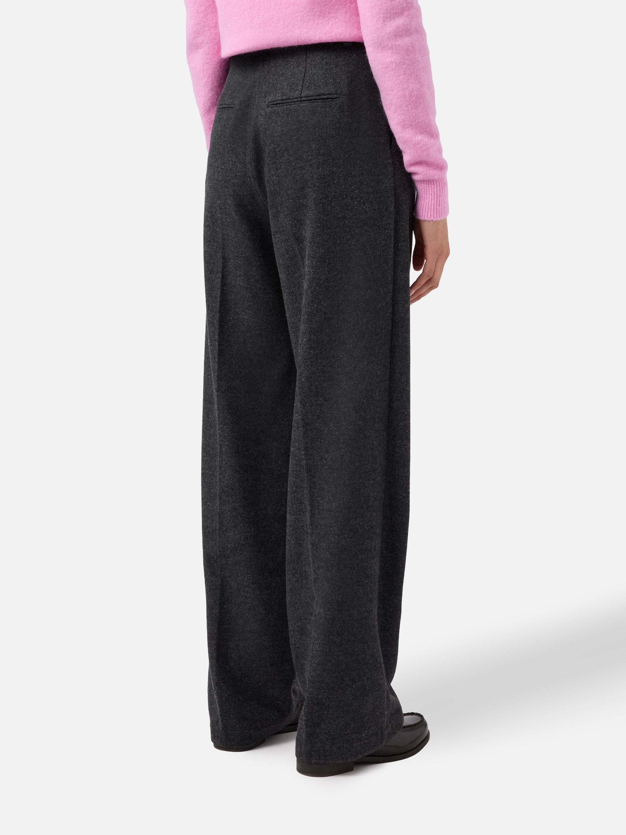 Marcel Straight-Leg Trousers Grey Melange With Pleats Pant