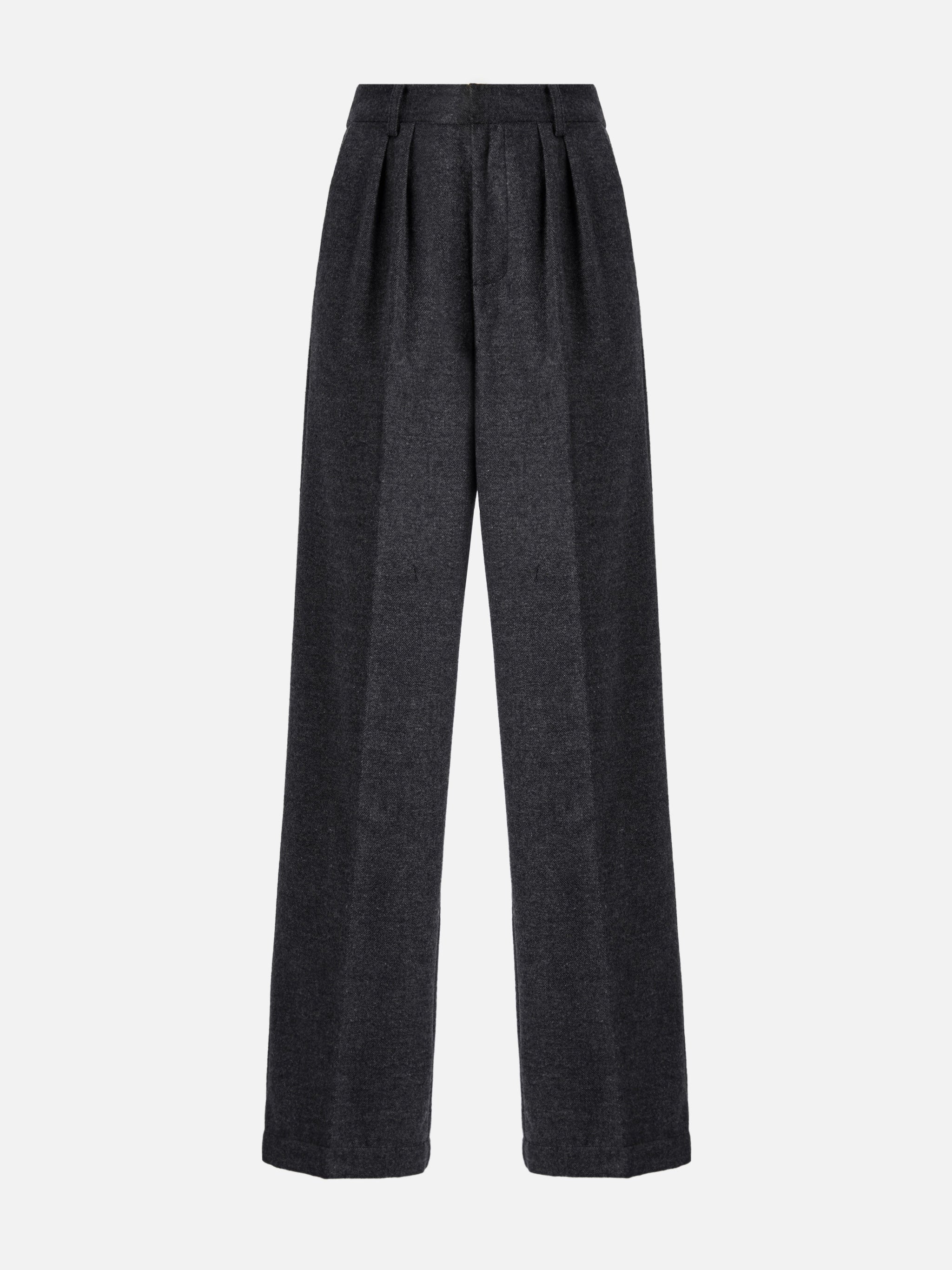 Marcel Straight-Leg Trousers Grey Melange With Pleats Pant