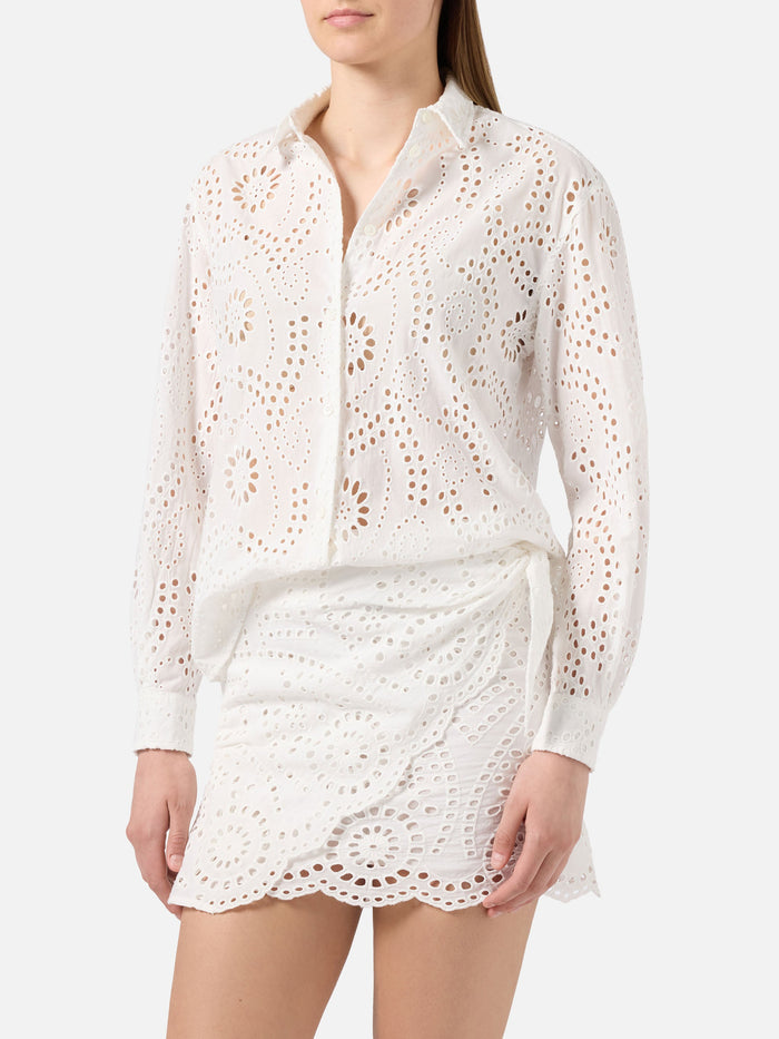 Meredith Broderie Anglaise Cotton Shirt White
