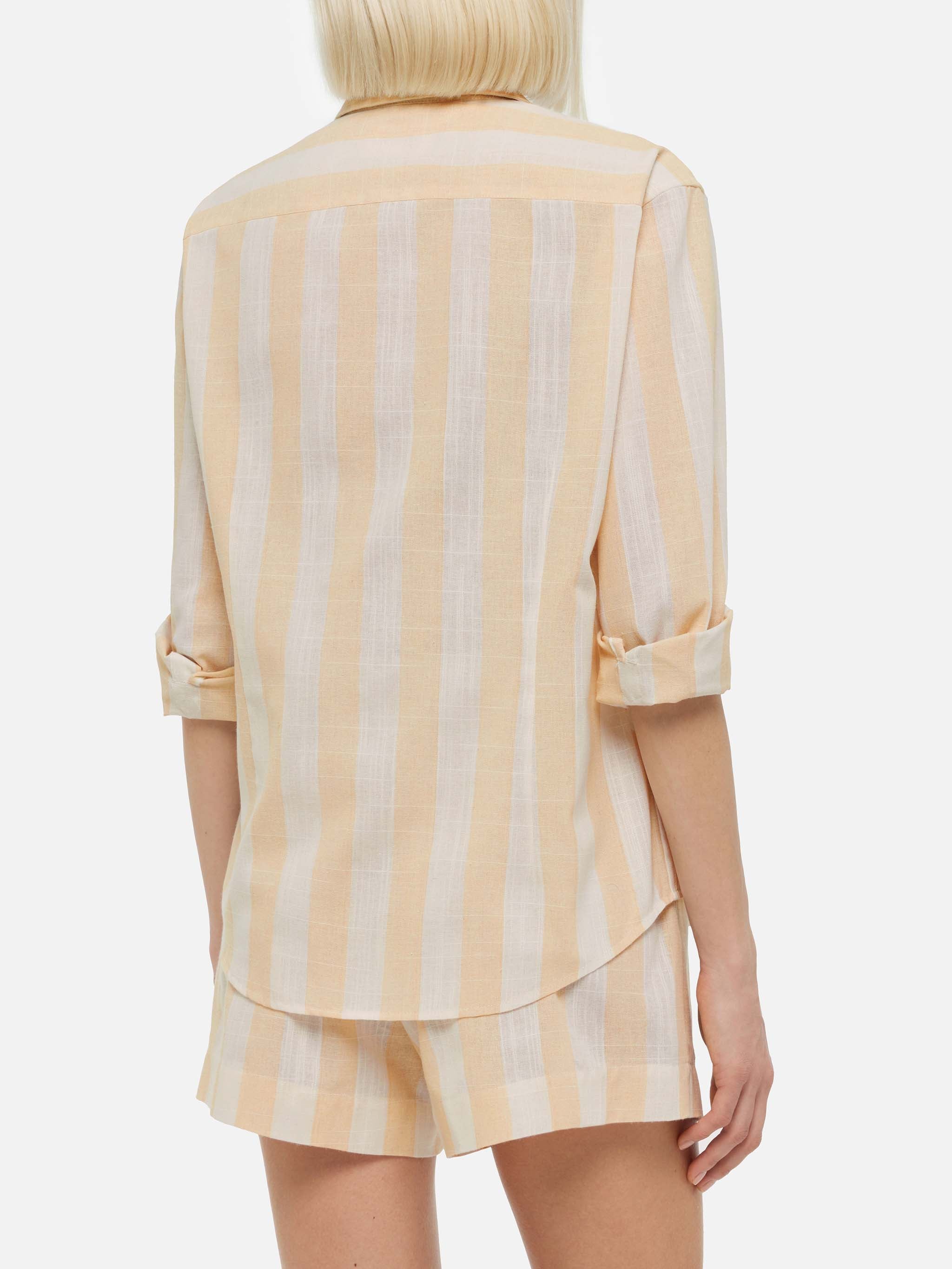 Meredith Classic Shirt With Beige Striped Print White