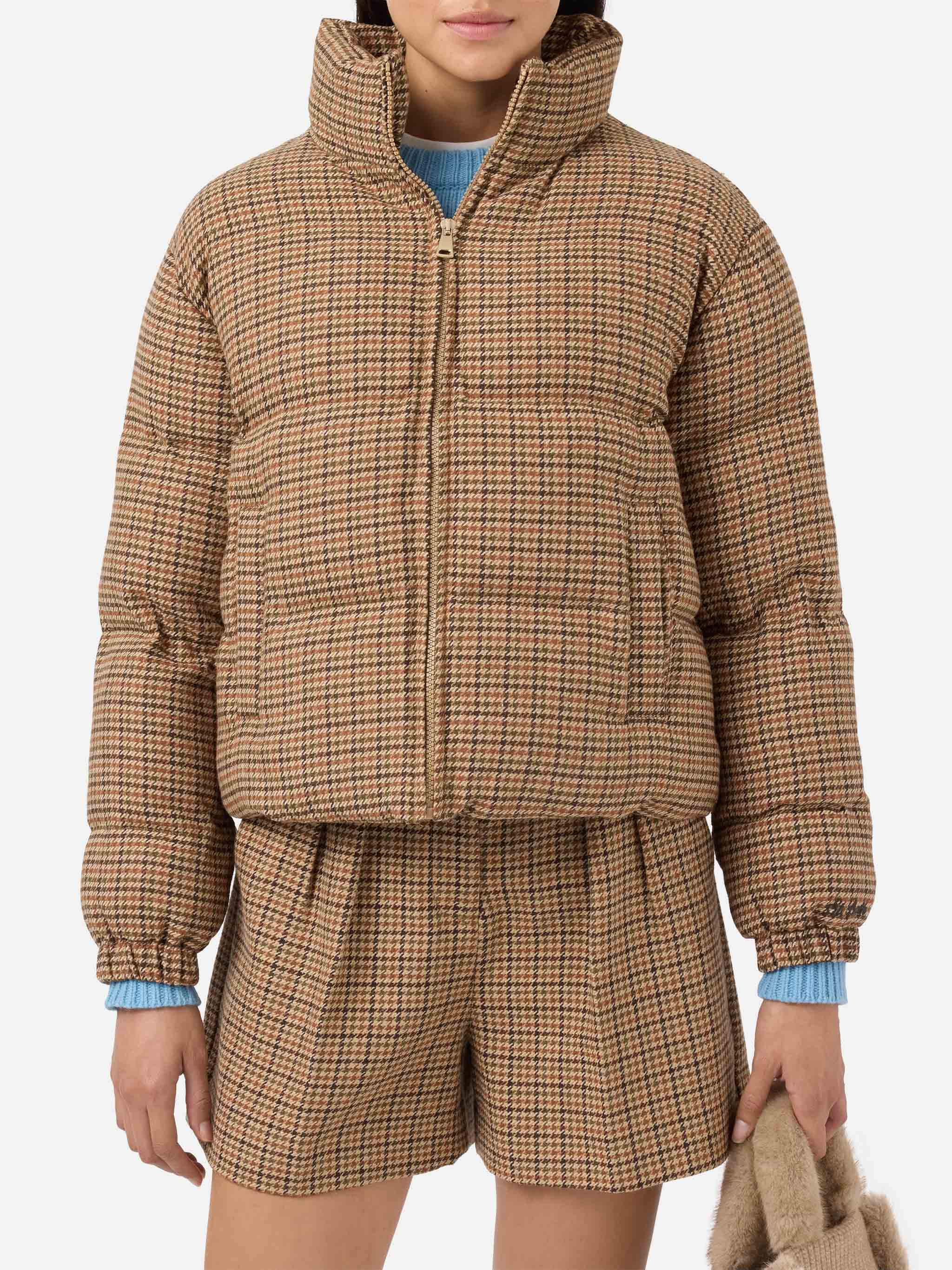 Maddy English Padded Houndstooth Jacket Brown