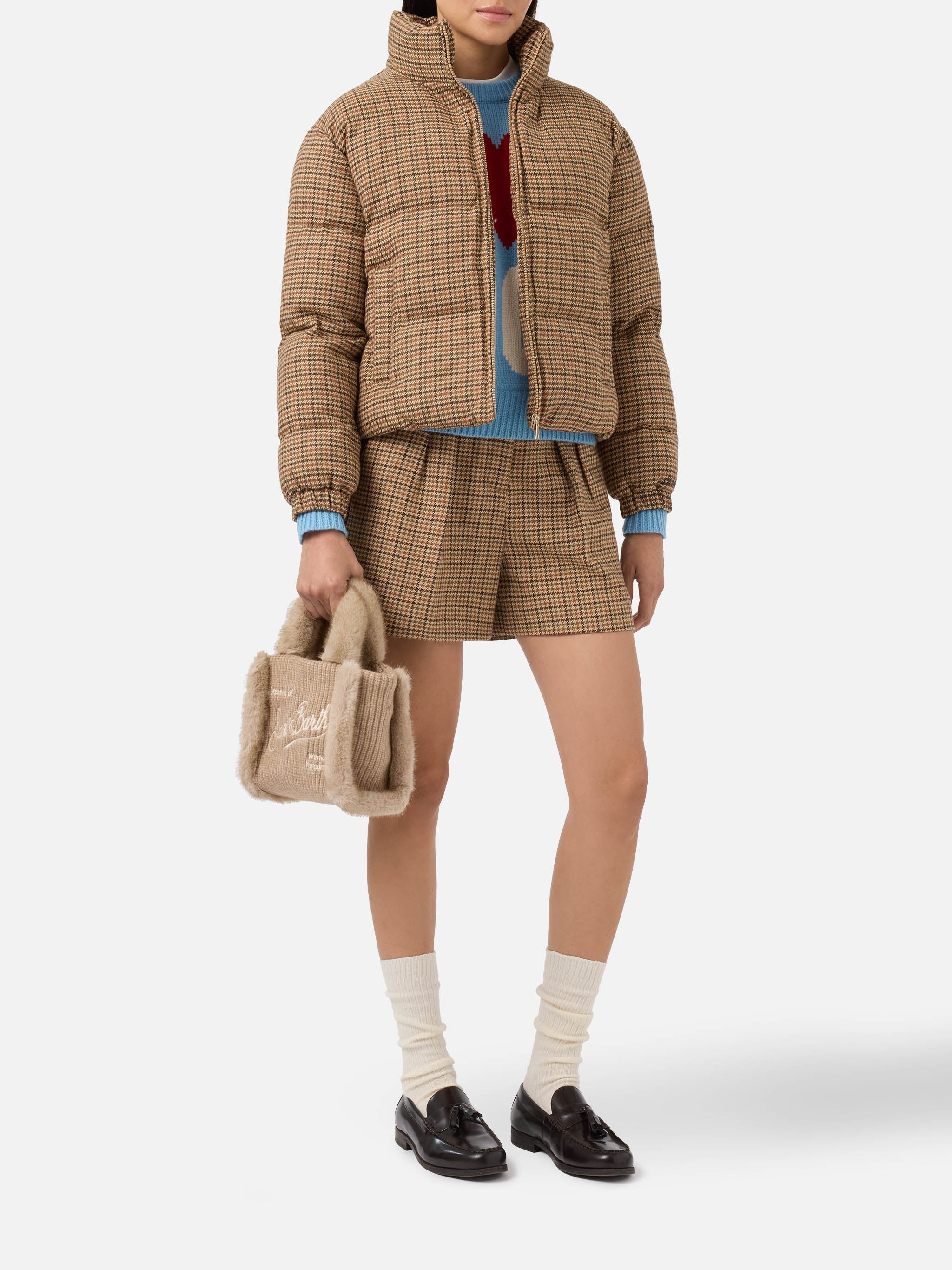 Maddy English Padded Houndstooth Jacket Brown