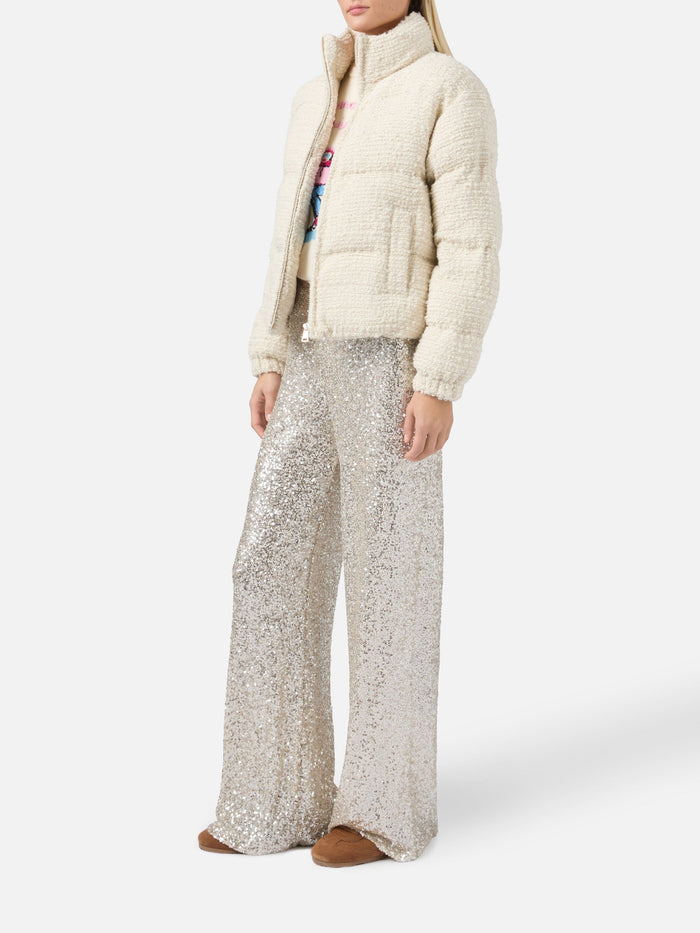 Maddy Tweed Padded Jacket Lurex White