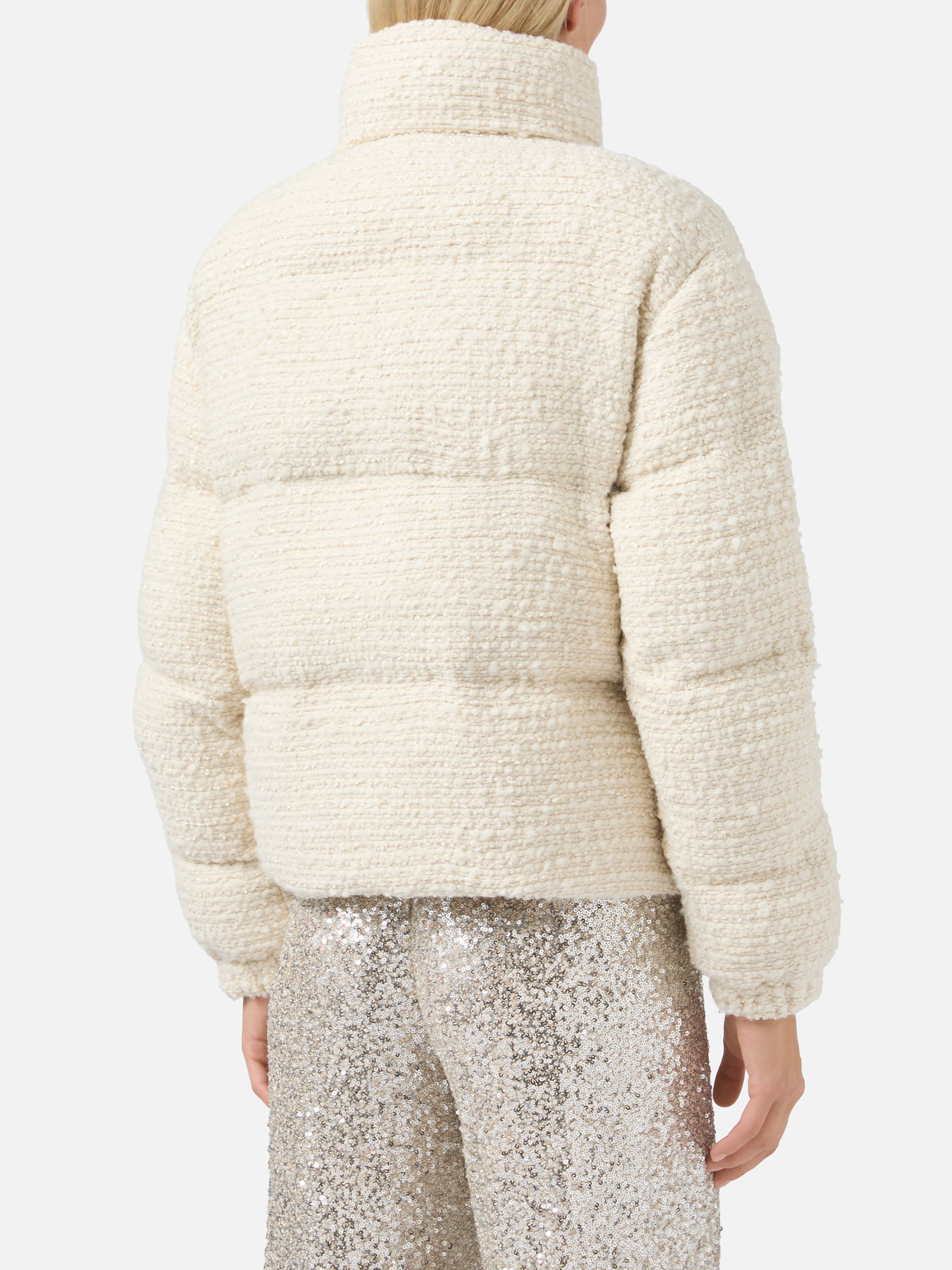 Maddy Tweed Padded Jacket Lurex White
