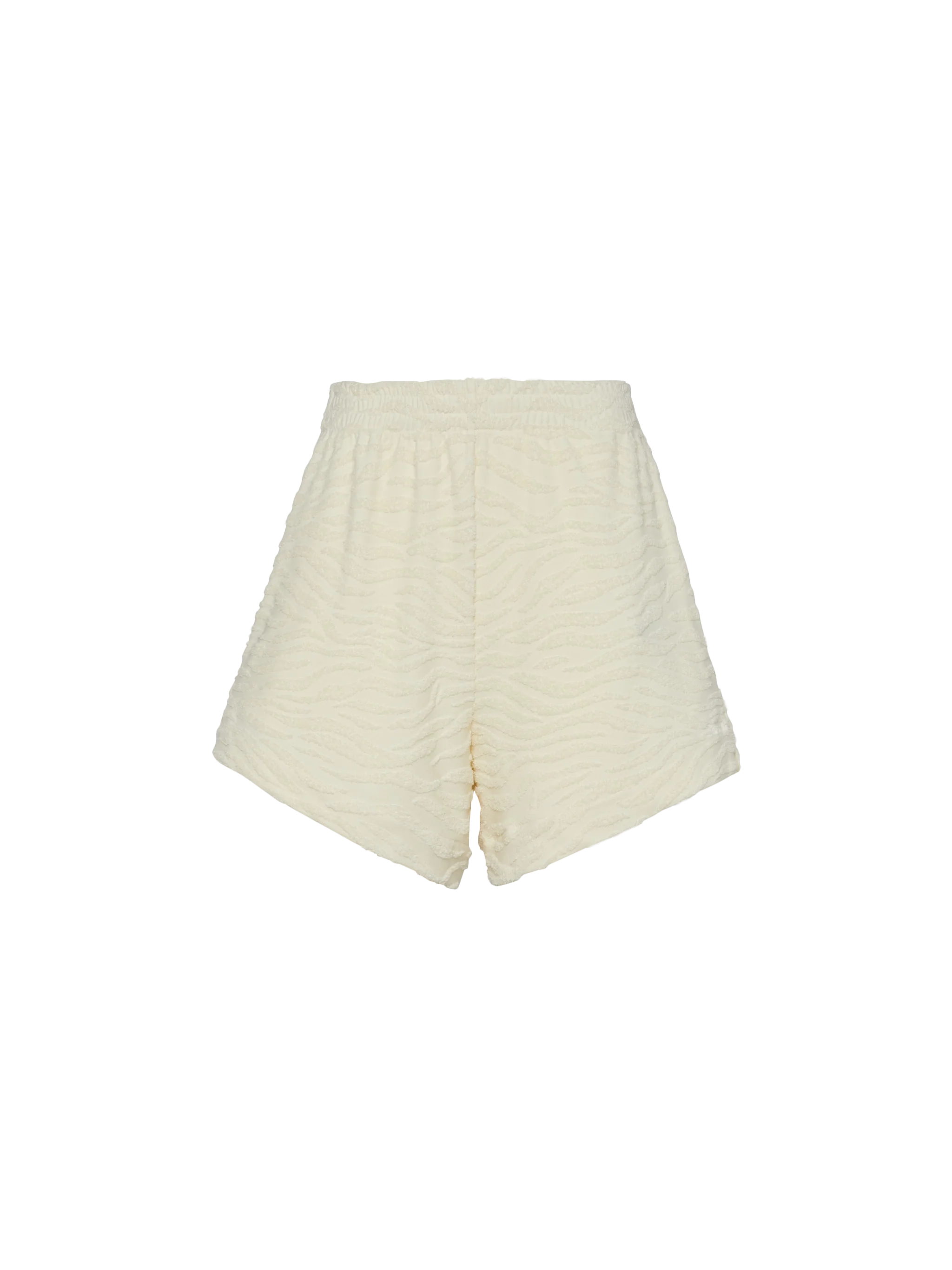 Meave Terry Cotton Pull Up Shorts With Zebra Embossed Pattern White Pant