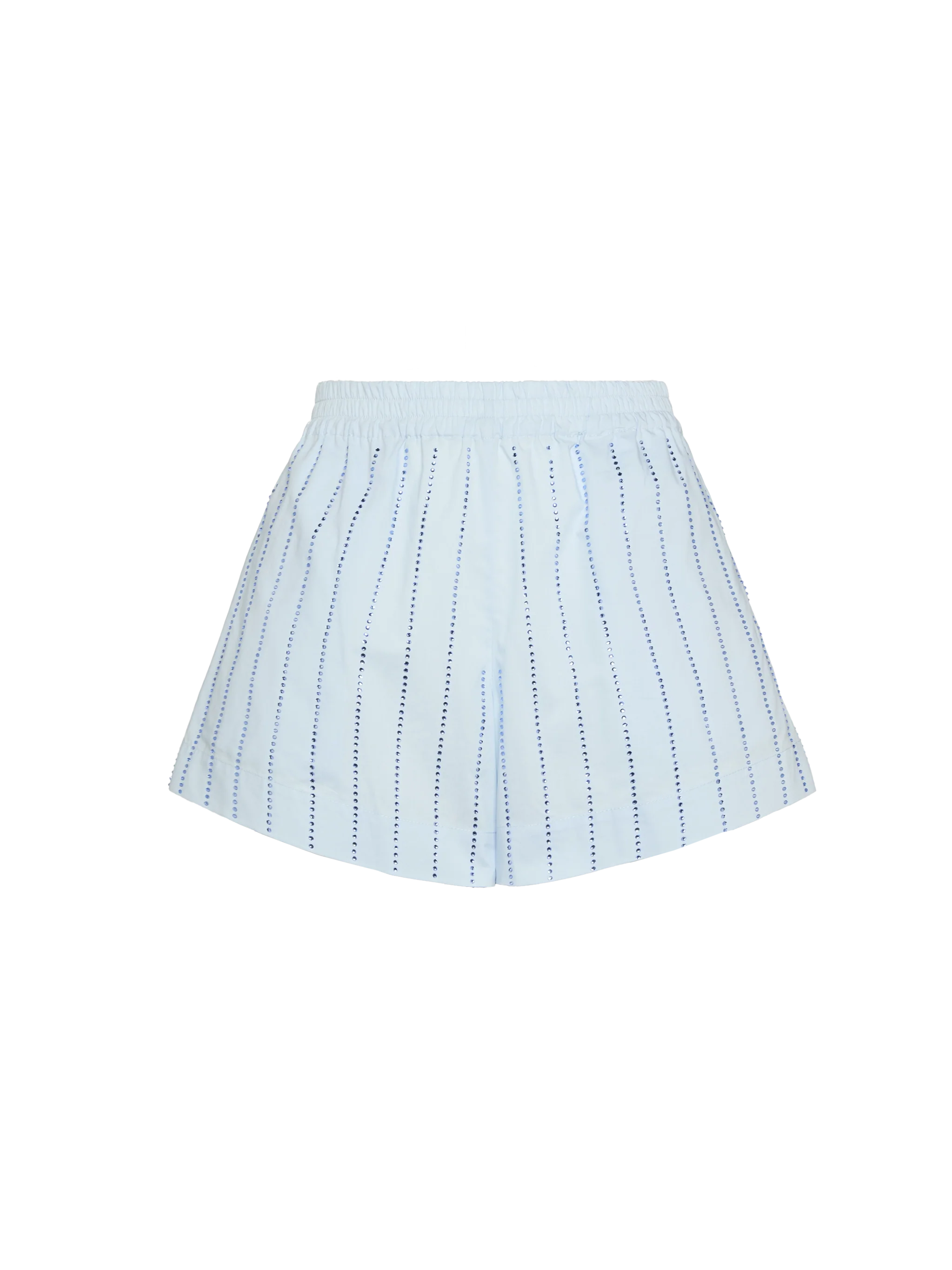 Meave Cotton Poplin Pull Up Shorts With Striped Rhinestone Embellishment Blue Pant