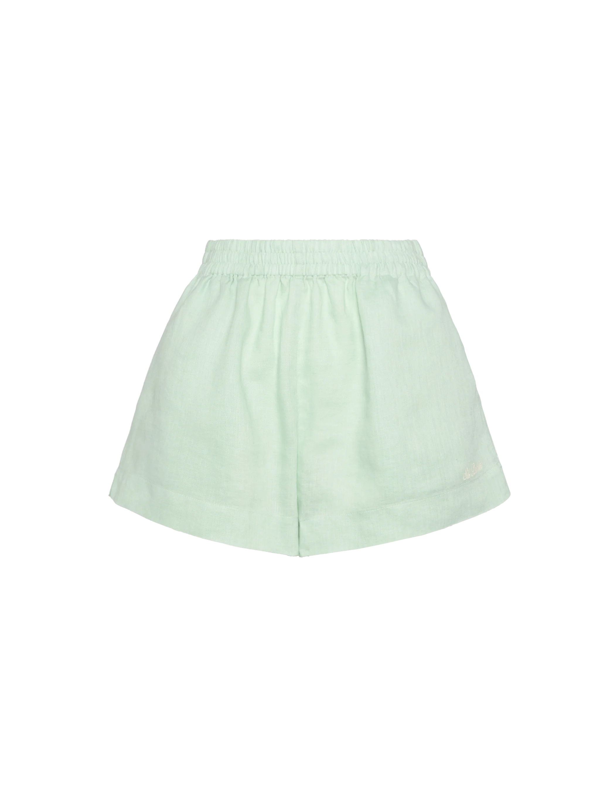 Meave Sage Green Linen Pull Up Shorts Pant