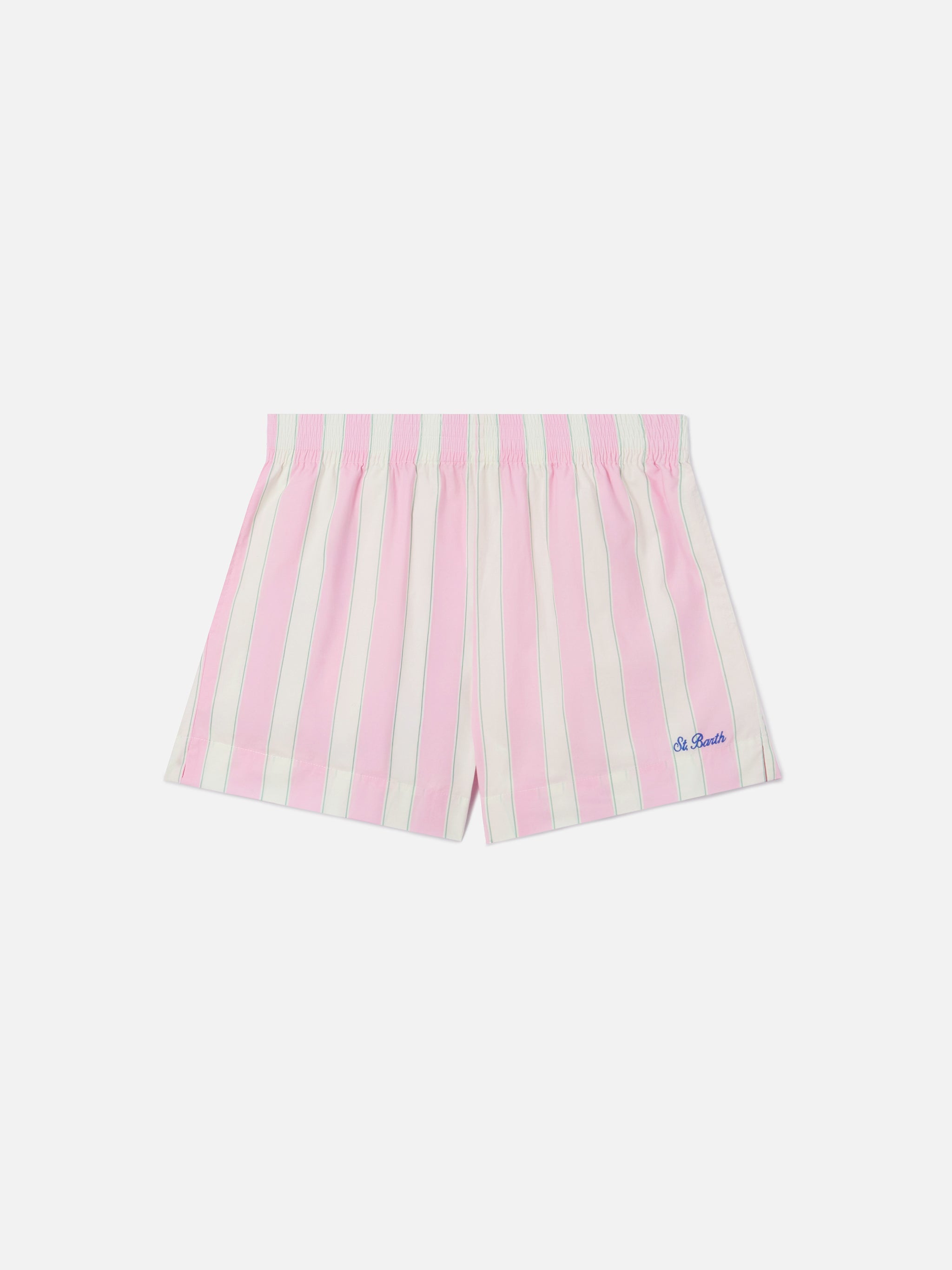 Pink Striped Meave Cotton Shorts Pant