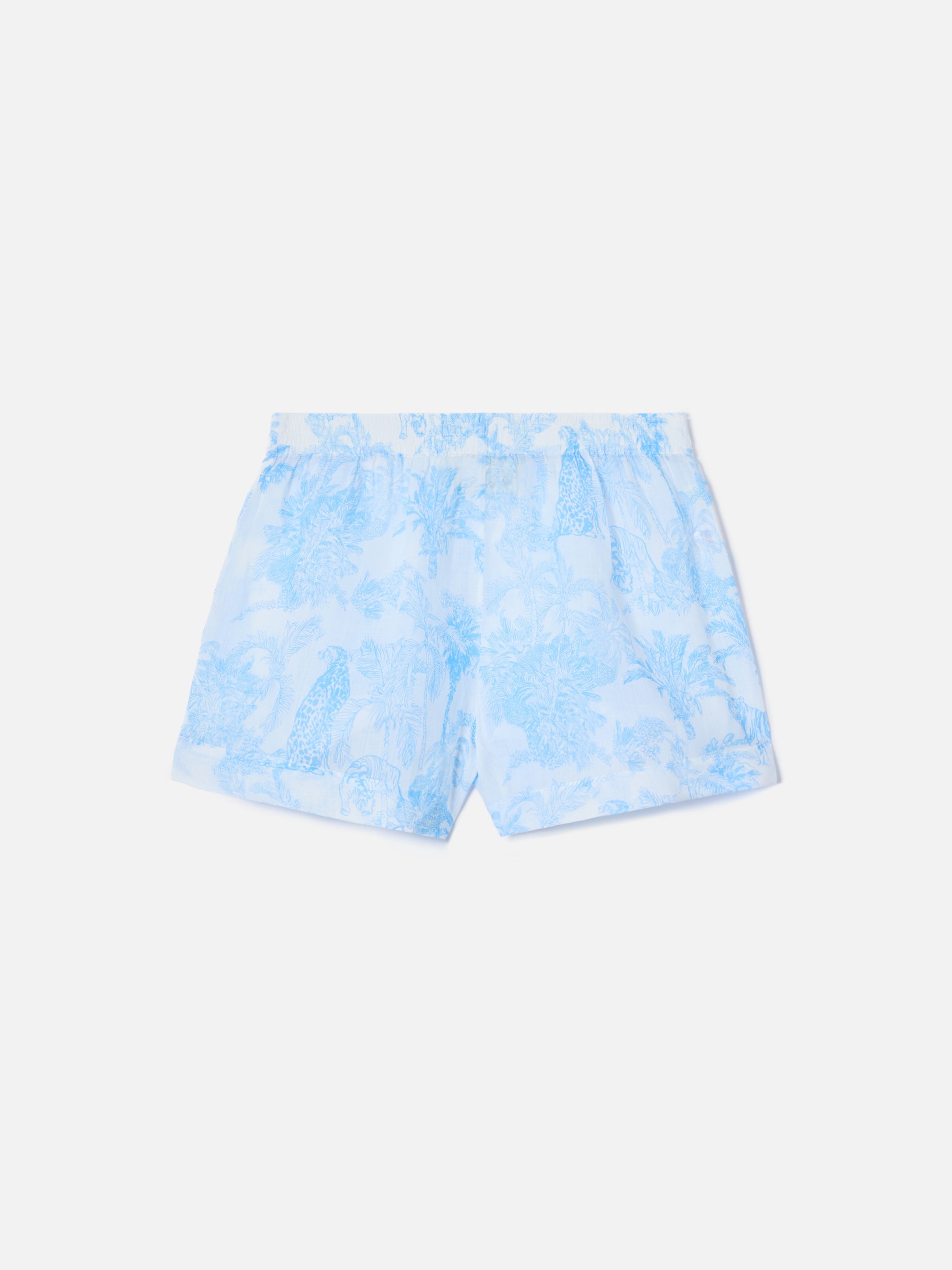 Meave Ramie Shorts With Light Blue Toile De Jouy Print White Pant