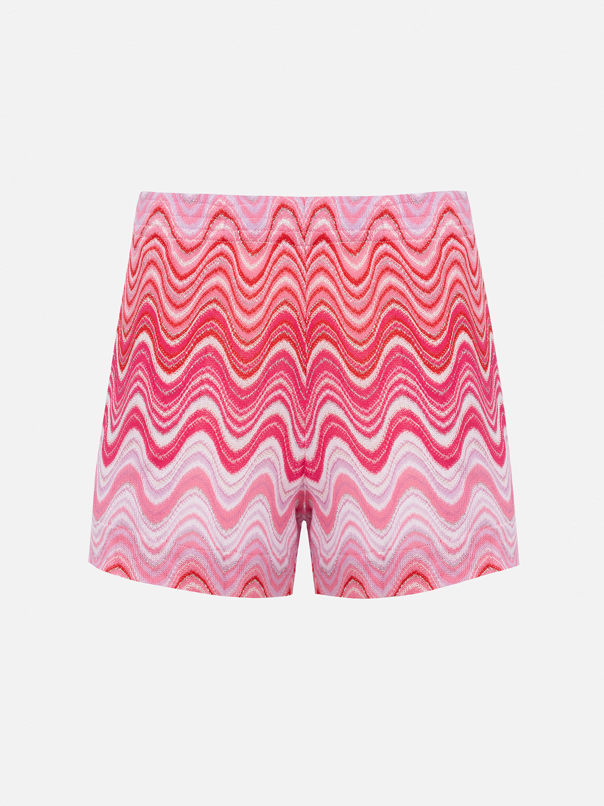 Meave Raschel Knit Shorts With Wave Pattern Pink Pant
