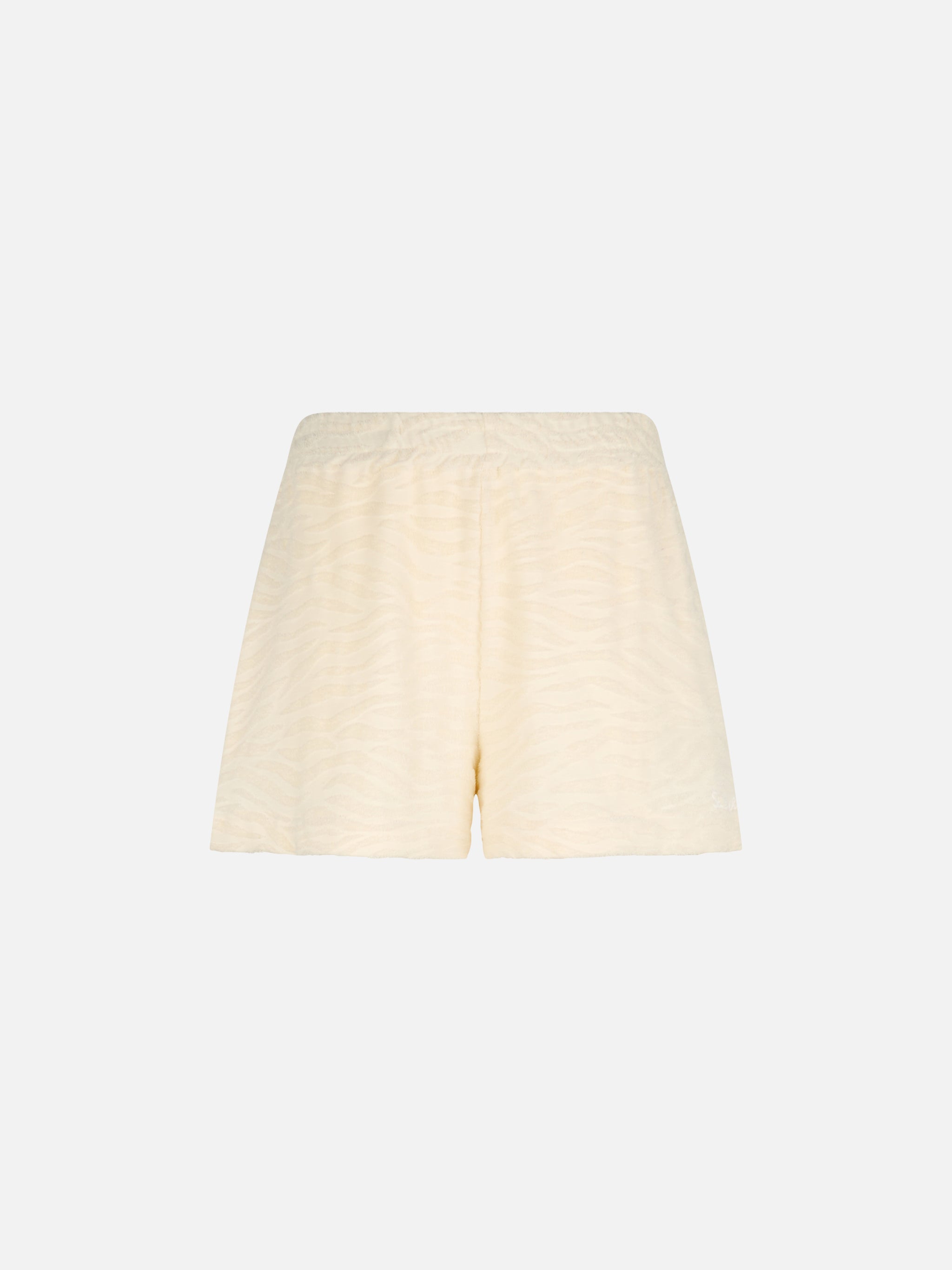Meave Zebra Terry Cotton Shorts White Pant