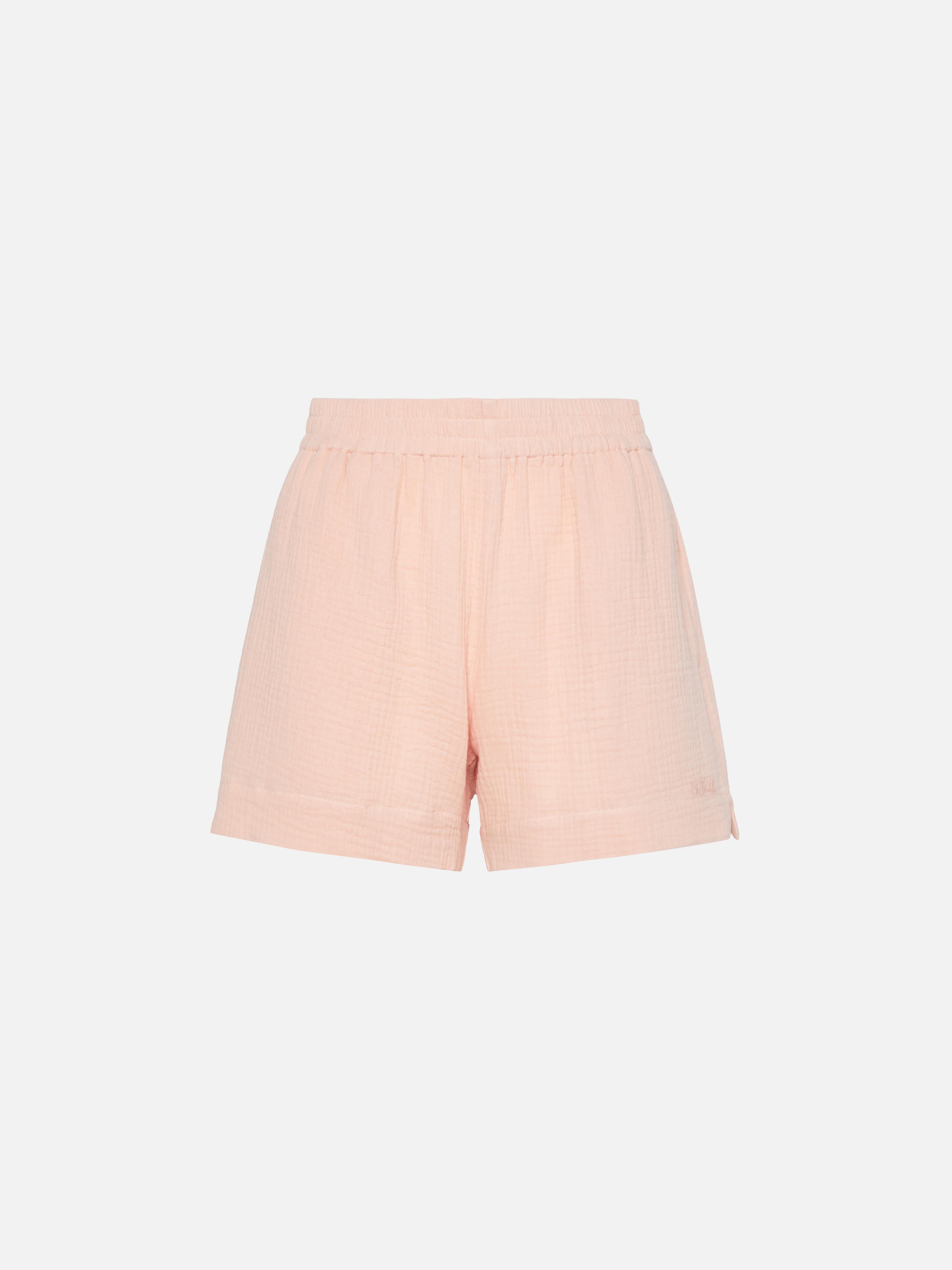 Meave Cotton Muslin Pull Up Shorts Pink Pant
