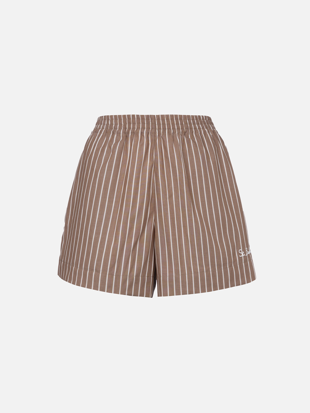 Meave Striped Cotton Shorts Brown Pant