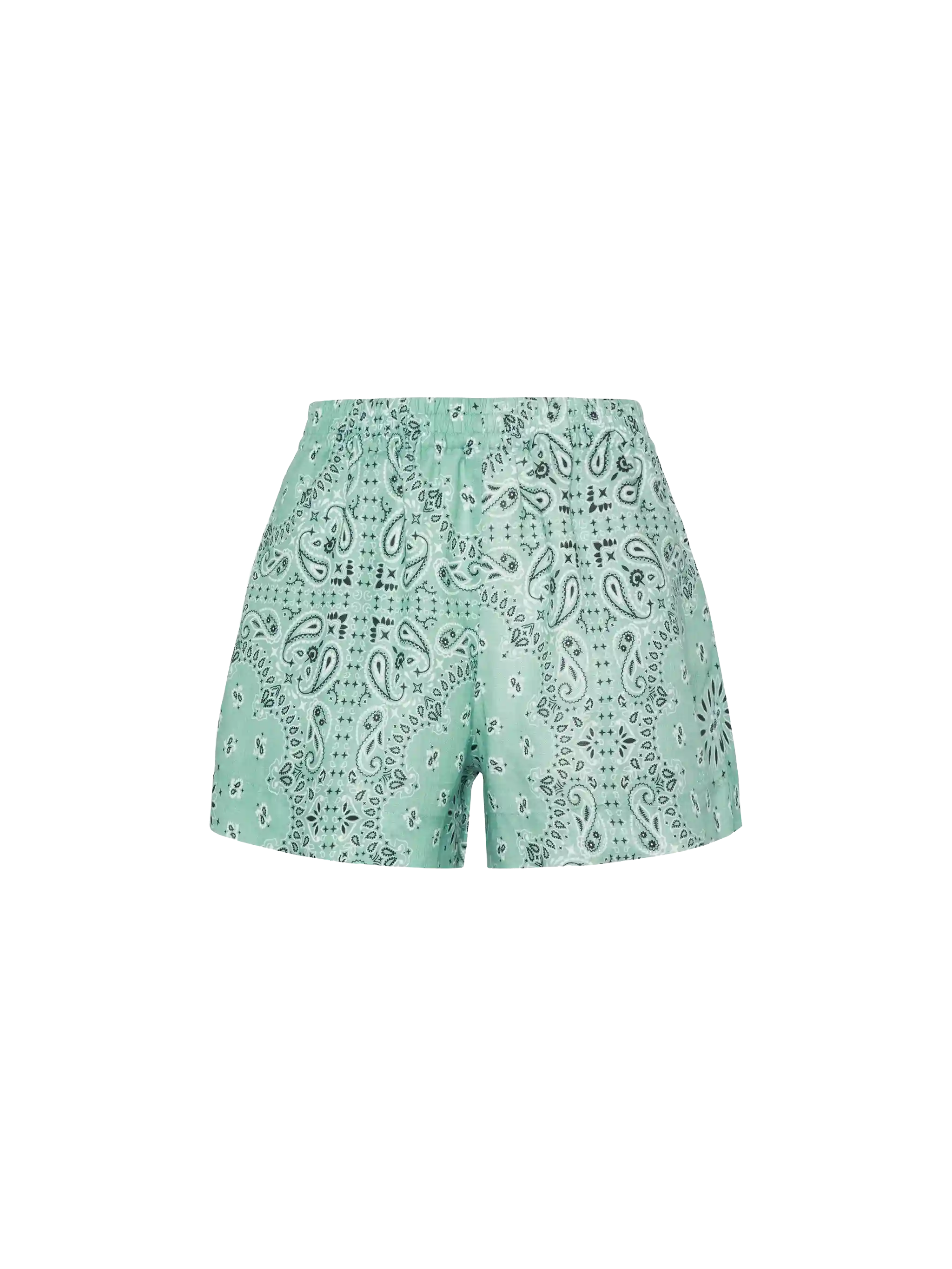 Meave Linen Pull Up Shorts With Bandana Print Green Pant