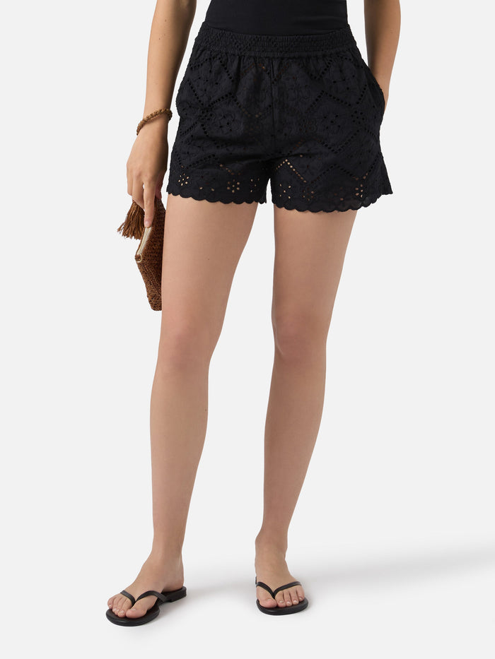 Black Meave Broderie Anglaise Shorts Pant