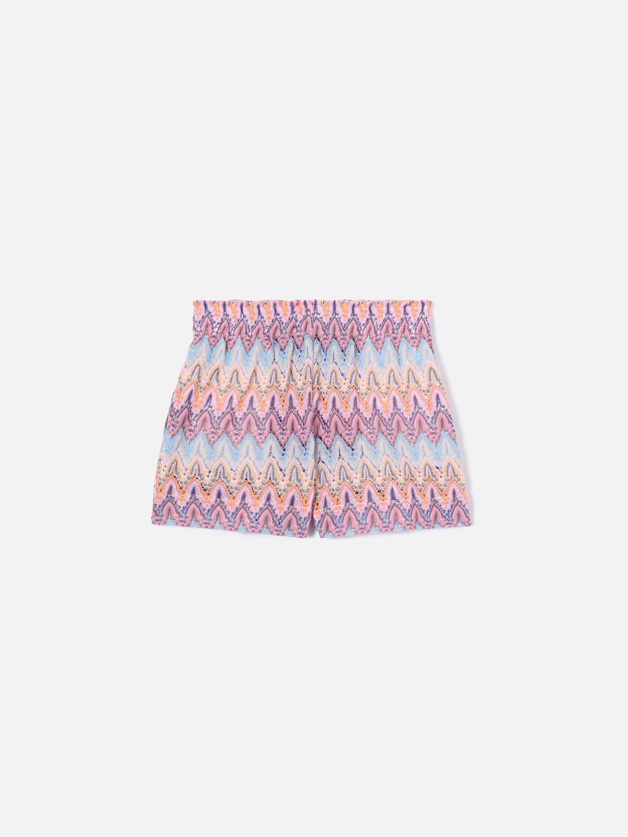 Meave Jr Raschel Knit Shorts With Pastel Flame Pattern Pink Pant