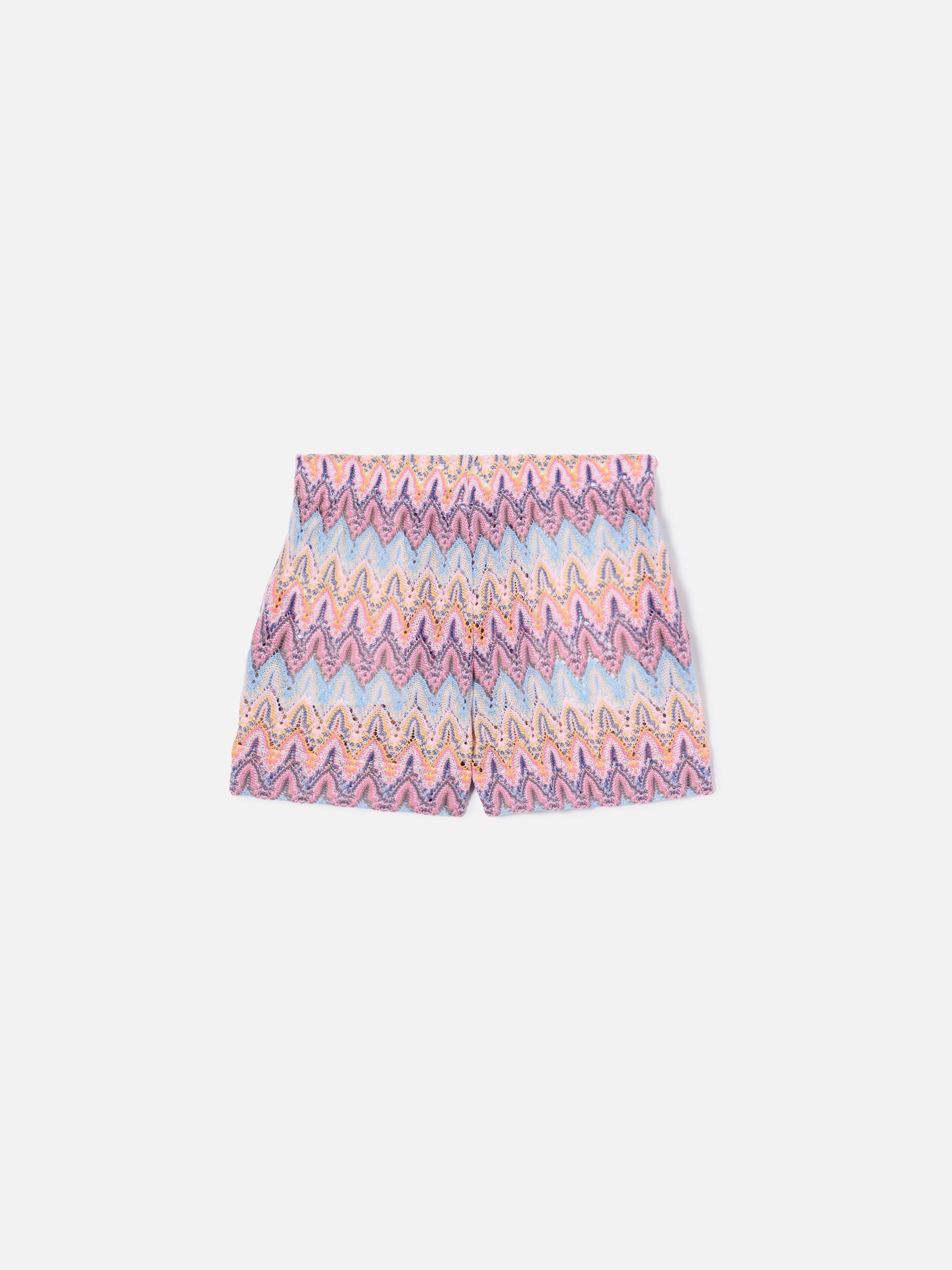 Meave Jr Raschel Knit Shorts With Pastel Flame Pattern Pink Pant