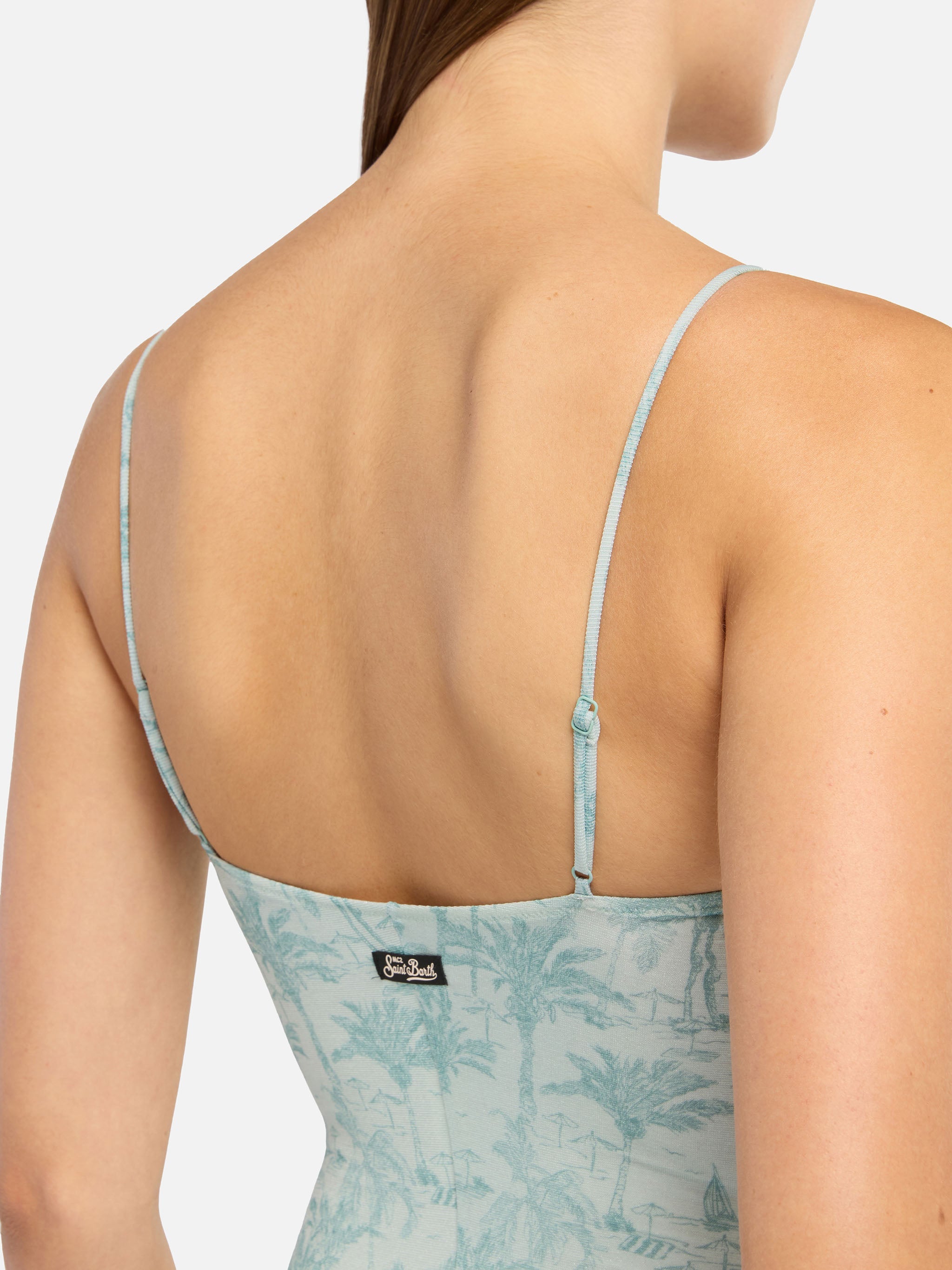 Medea Lurex Underwired One-Piece Swimsuit With Toile De Jouy Print Green One Piece