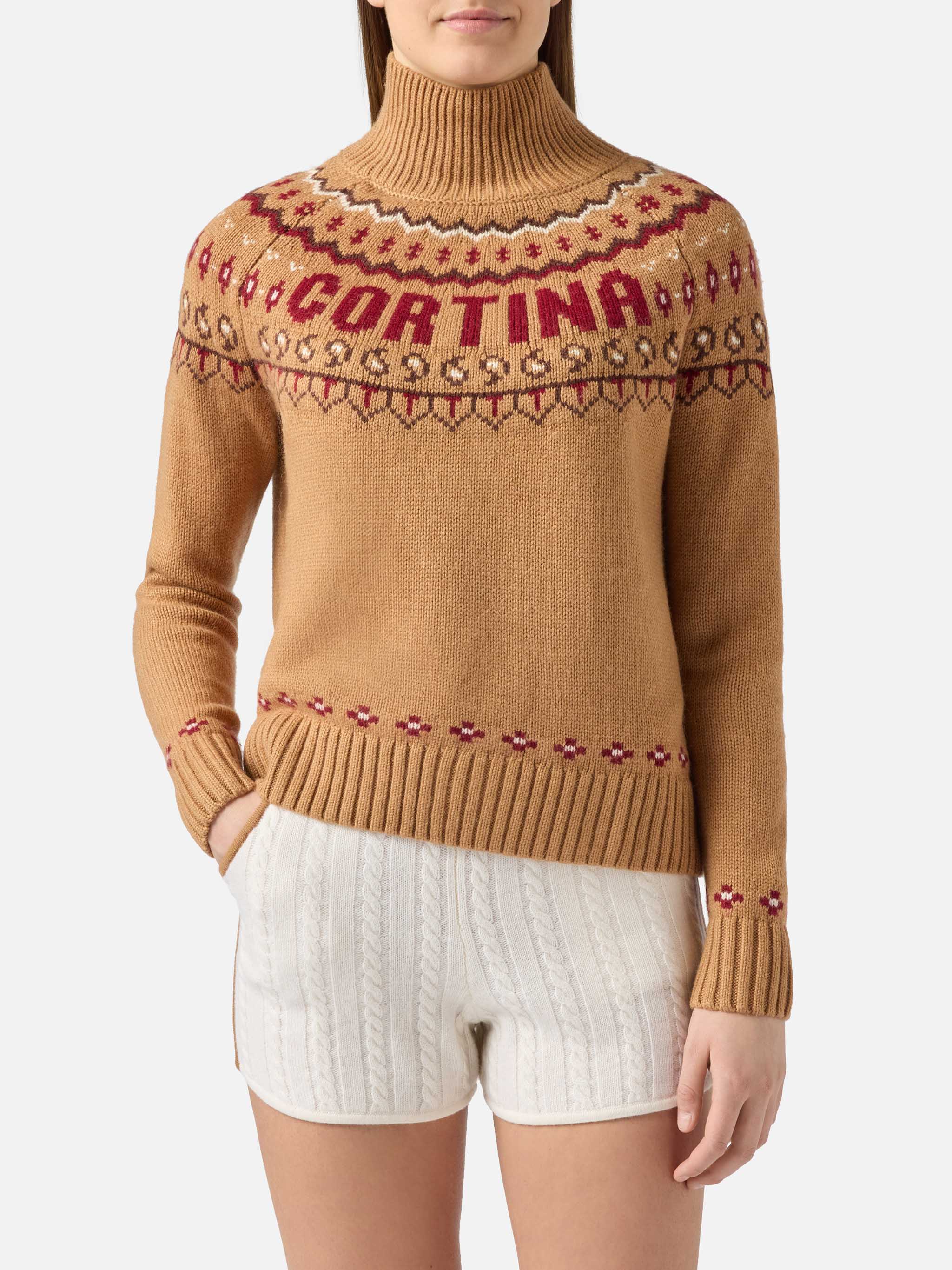 Meghan Nordic Jacquard Knit Sweater Brown