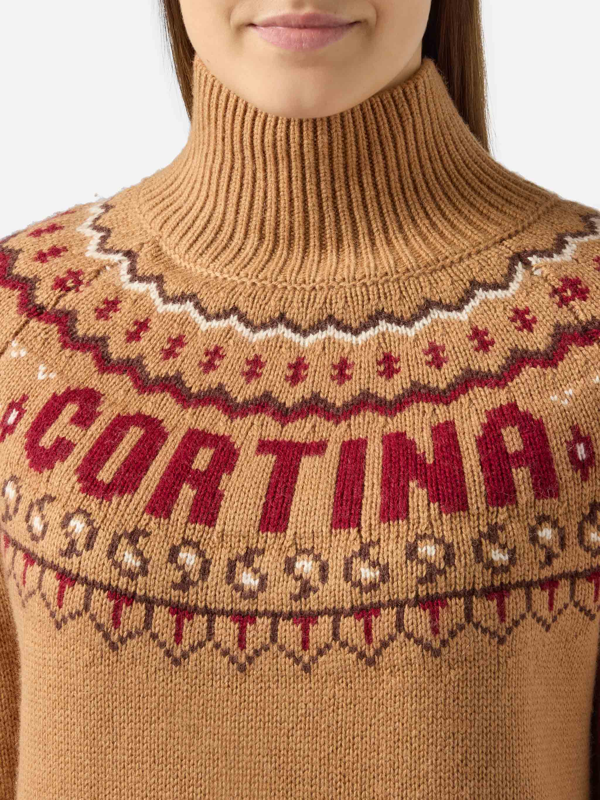 Meghan Nordic Jacquard Knit Sweater Brown