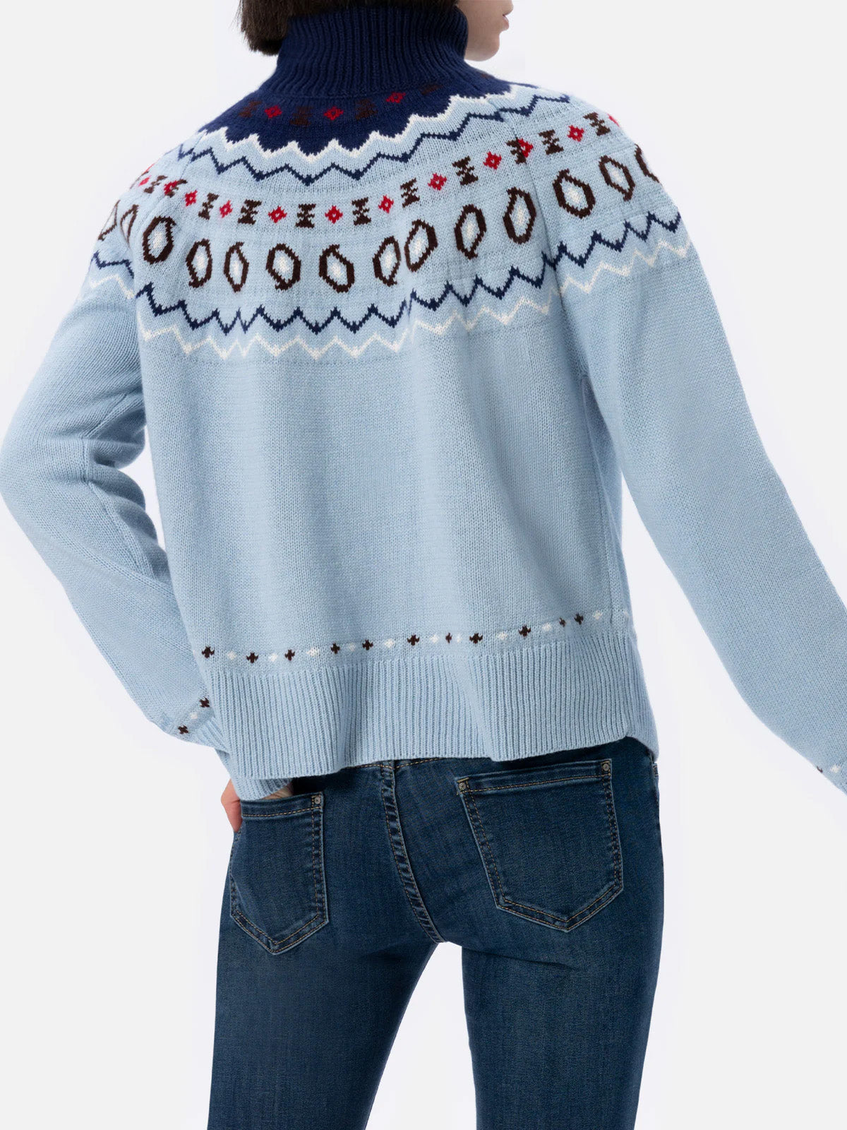 Meghan Cashmere Blend Sweater With Jacquard Blue