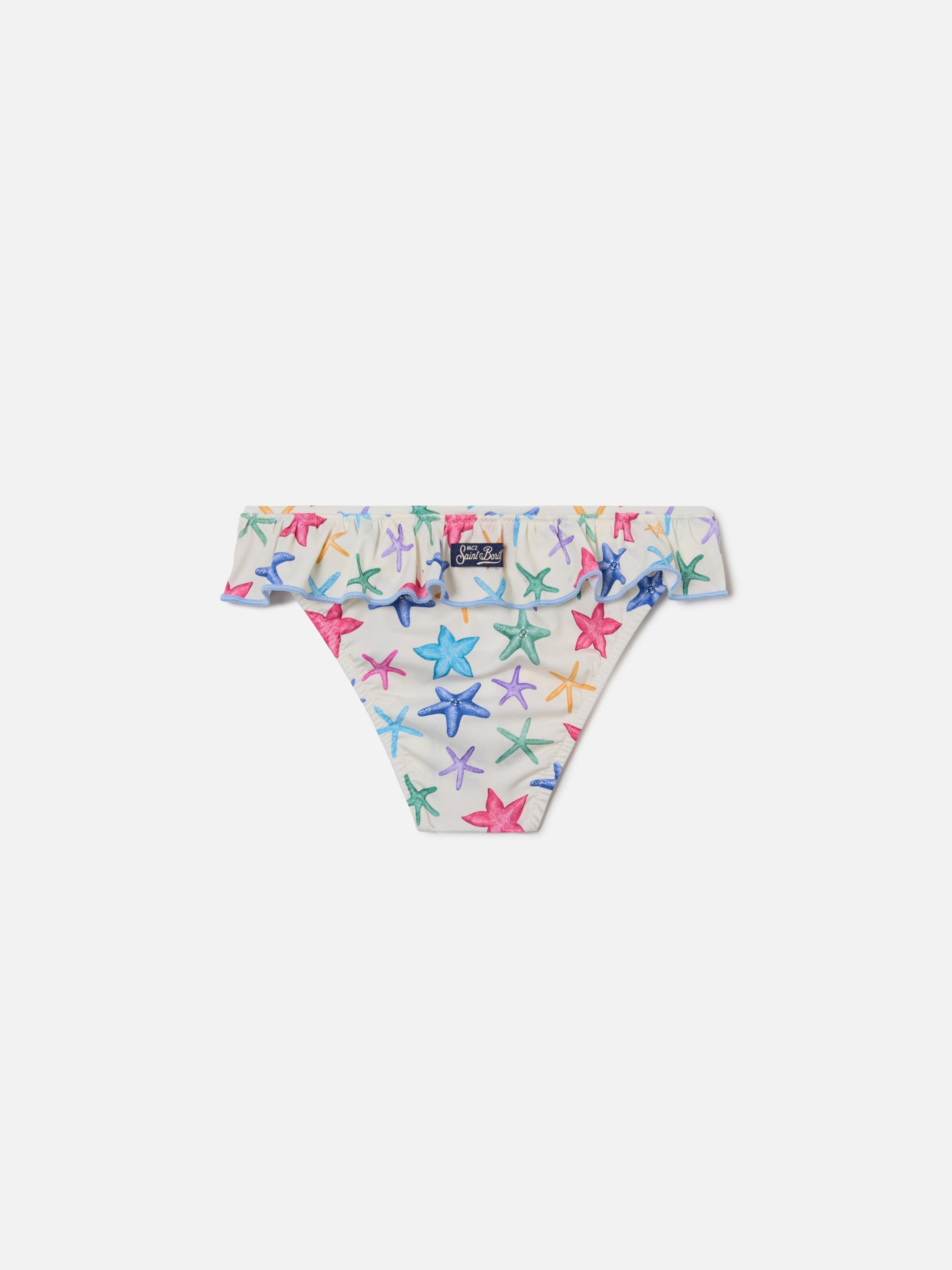 Melly Cream Starfish Print Swim Briefs White Bottom