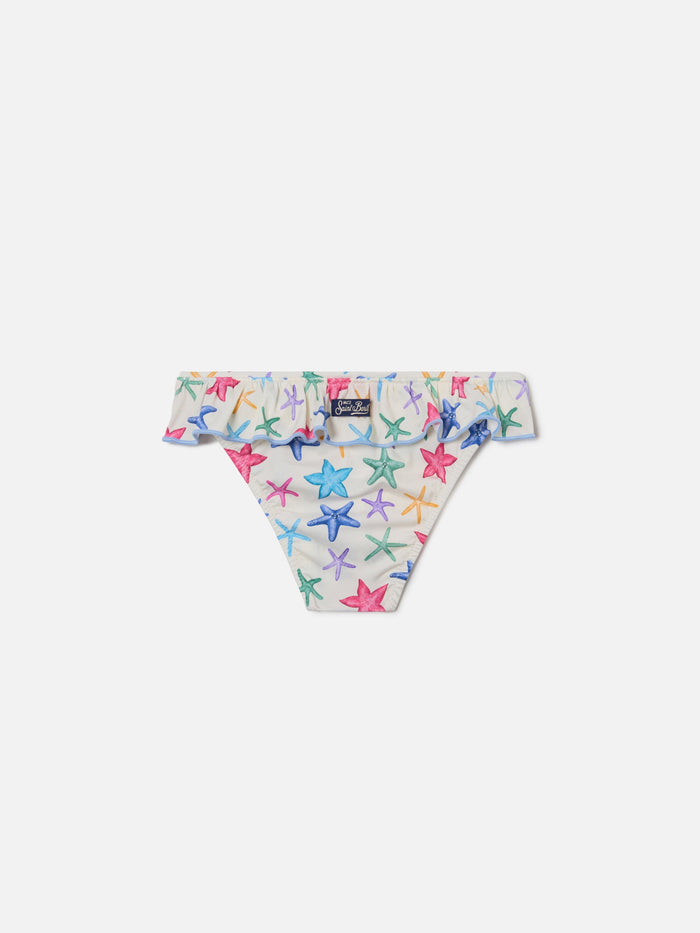 Melly Cream Starfish Print Swim Briefs White Bottom