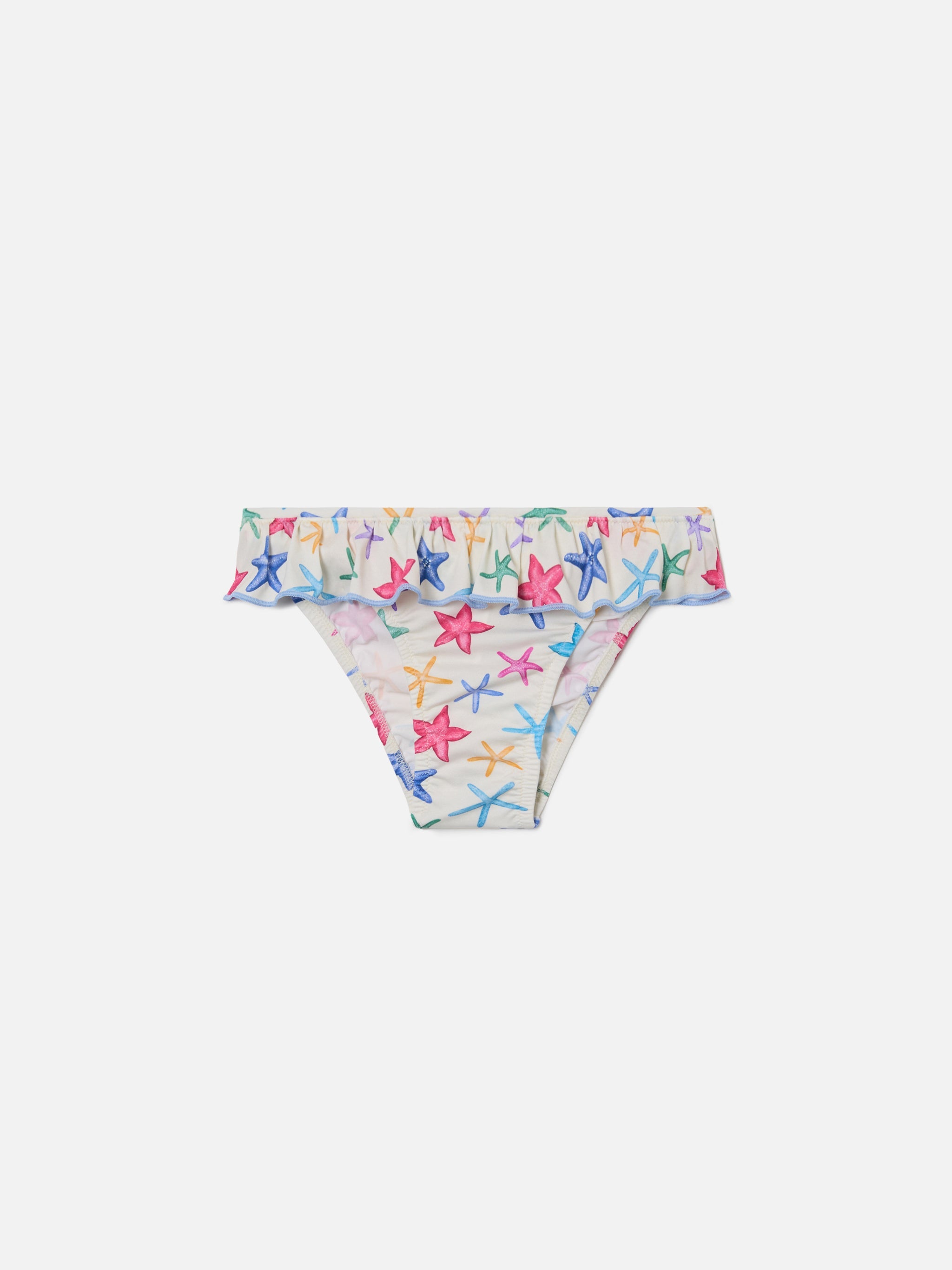 Melly Cream Starfish Print Swim Briefs White Bottom