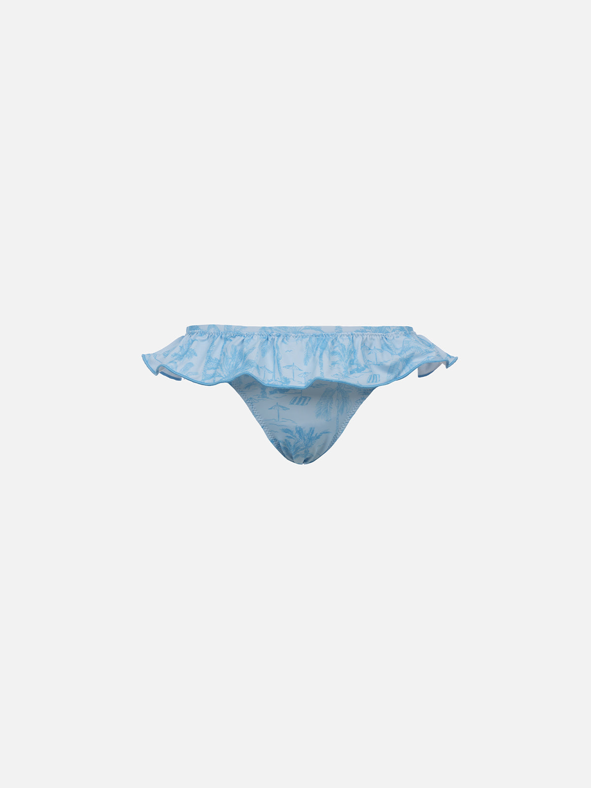 Girl Ruffled Swim Briefs Melly With Toile De Jouy Print Sky Bottom