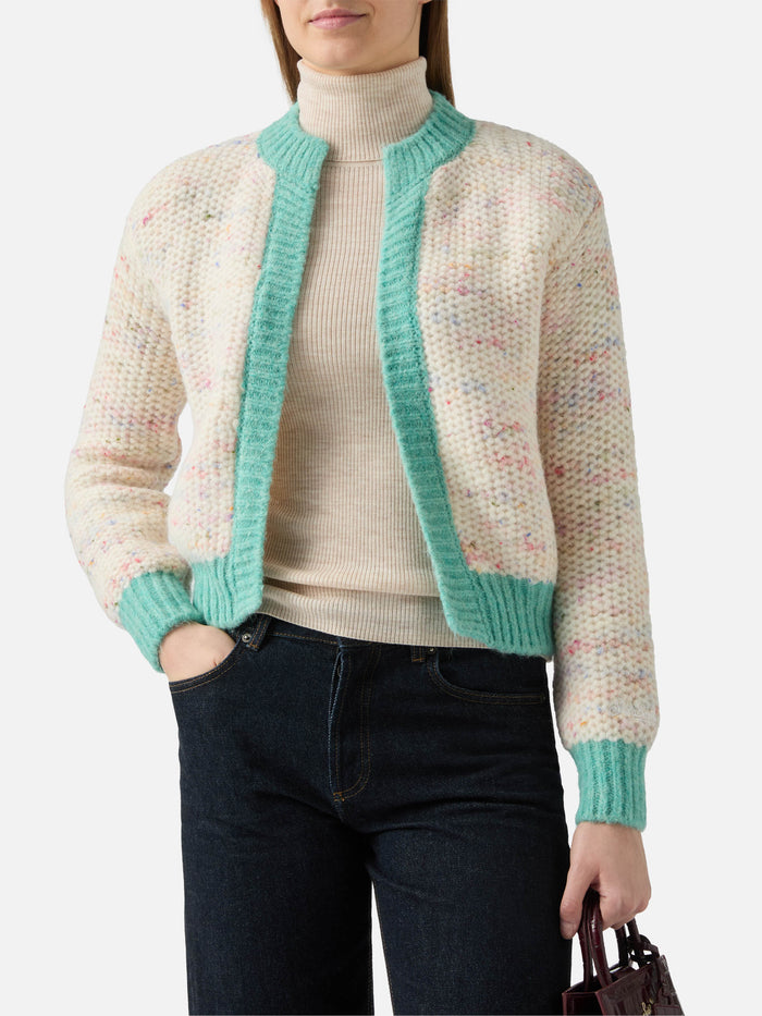 Meribel Soft Melange Cardigan White