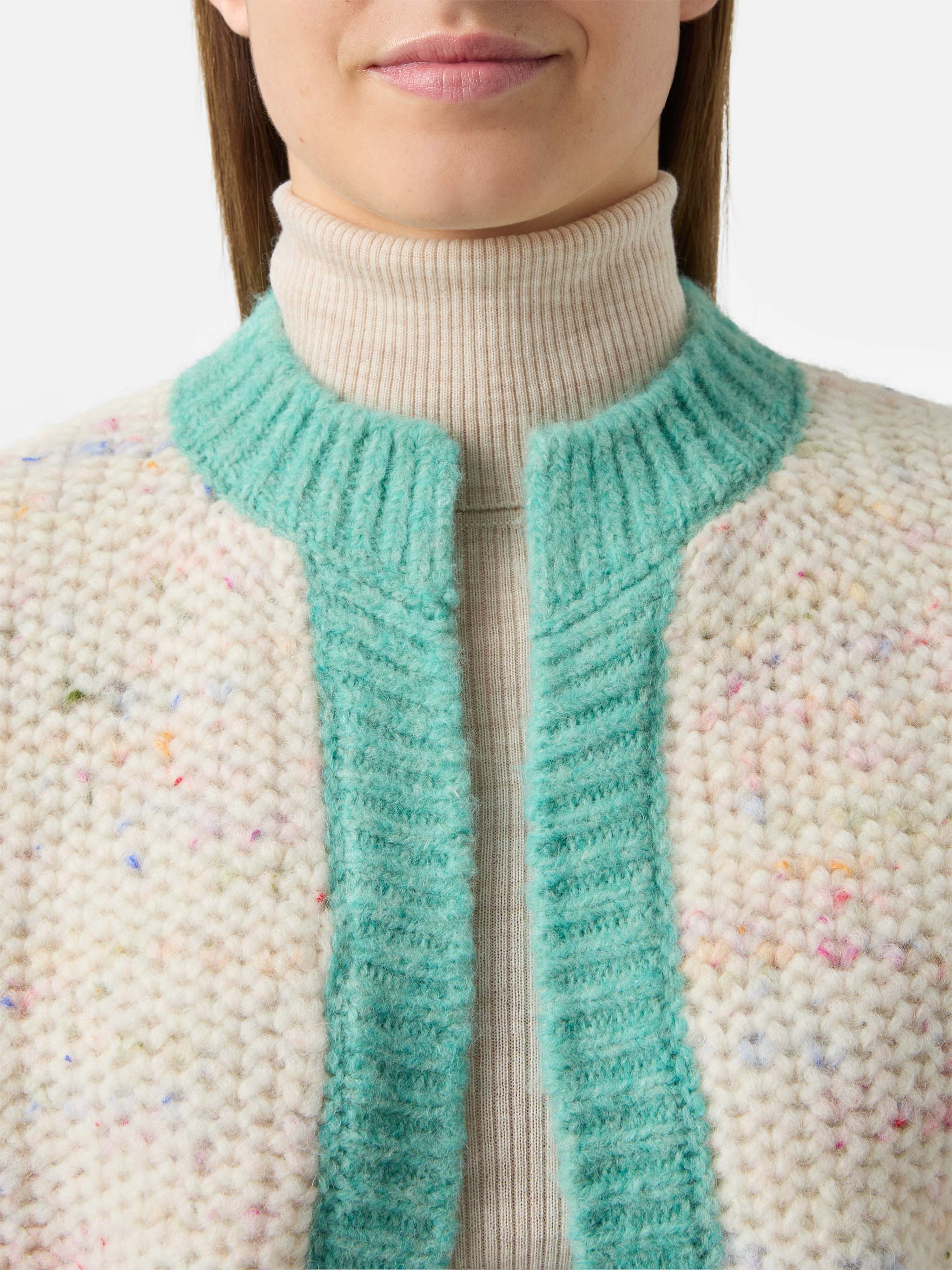 Meribel Soft Melange Cardigan White