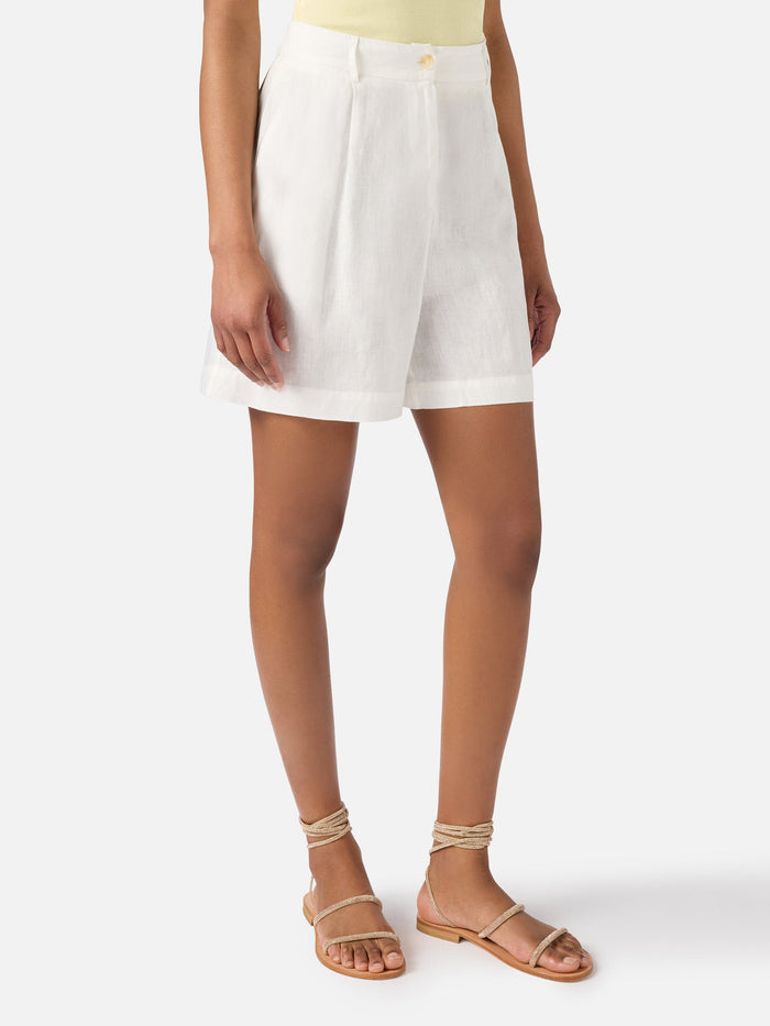 White Maggy Linen Shorts Pant