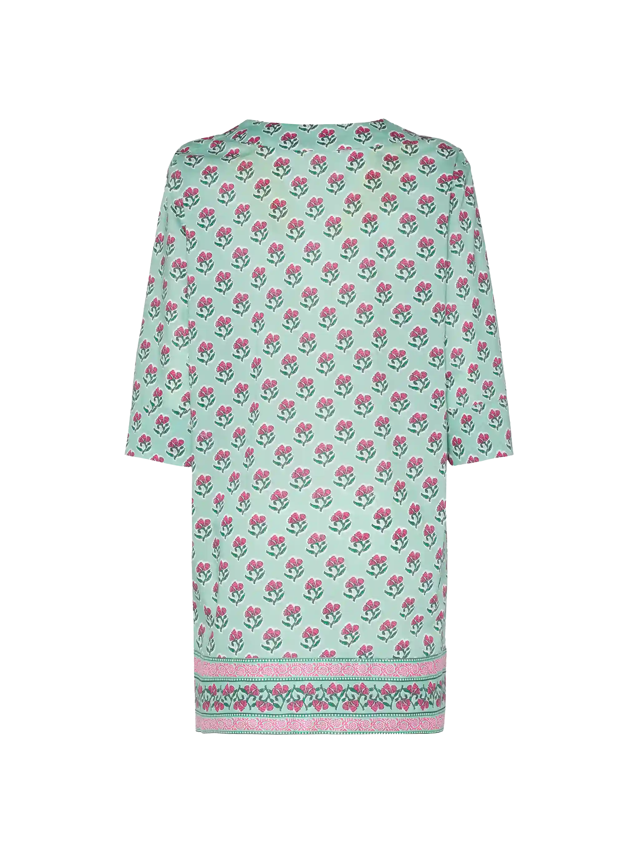 Macha Cotton Tunic Dress With Floral Print Green