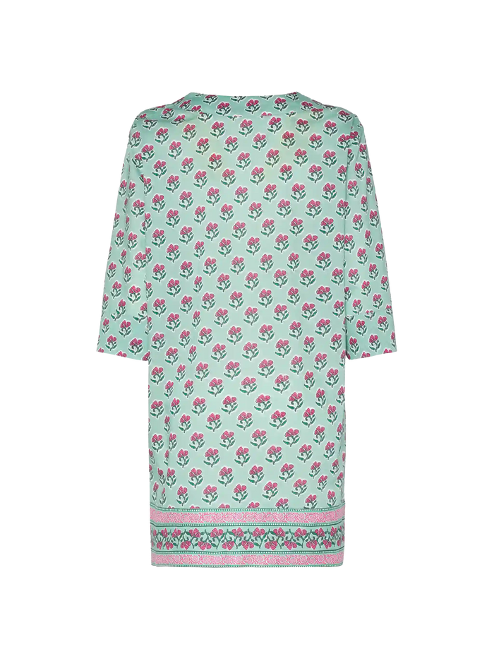 Macha Cotton Tunic Dress With Floral Print Green