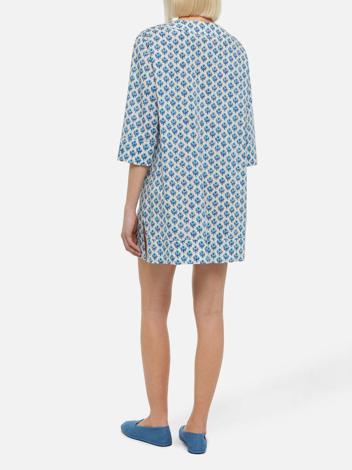 Macha Cotton Tunic Dress With Floral Print White