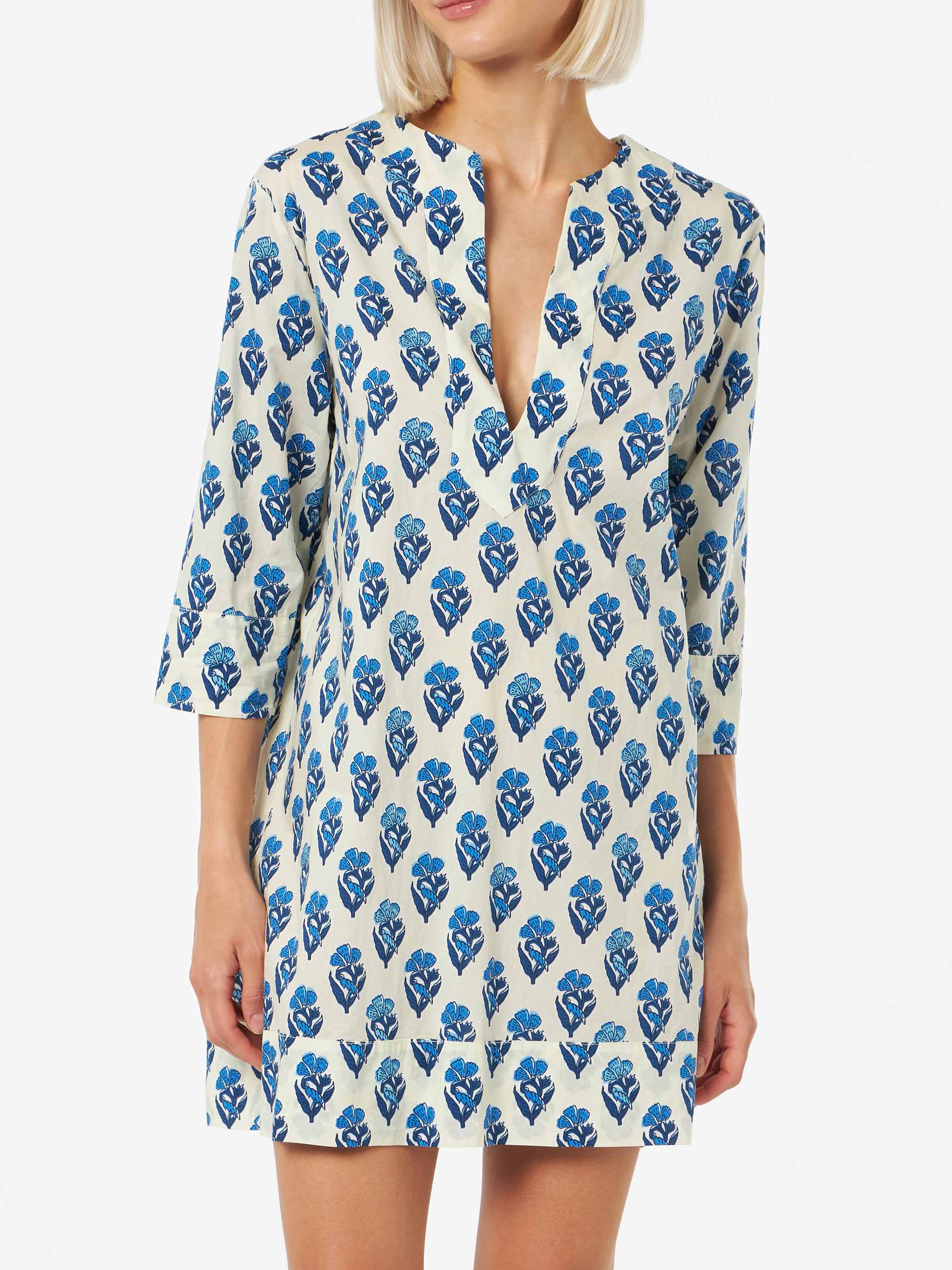 Woman Cotton Tunic Dress Macha White