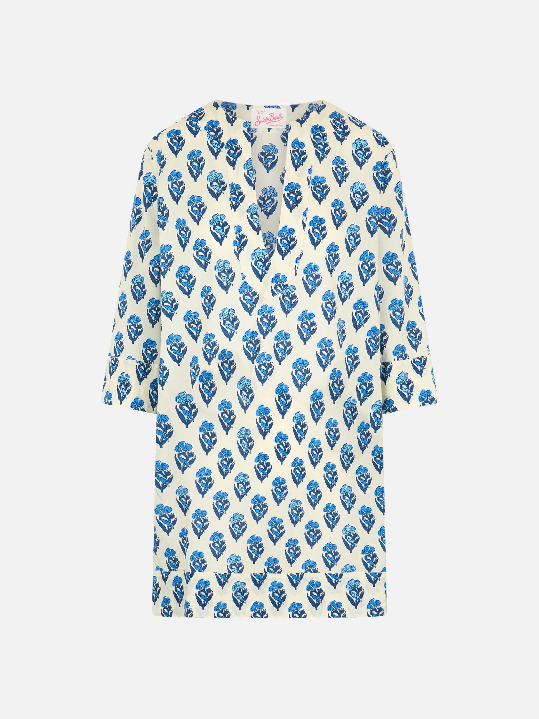 Woman Cotton Tunic Dress Macha White