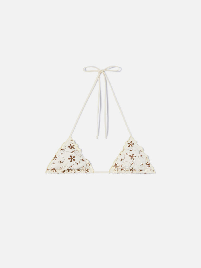 Sagittarius Triangle Bikini Top Cream Sangallo White