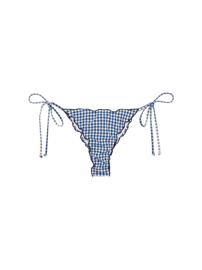 Miami Cheeky Swim Briefs With Gingham Print Blue Bottom