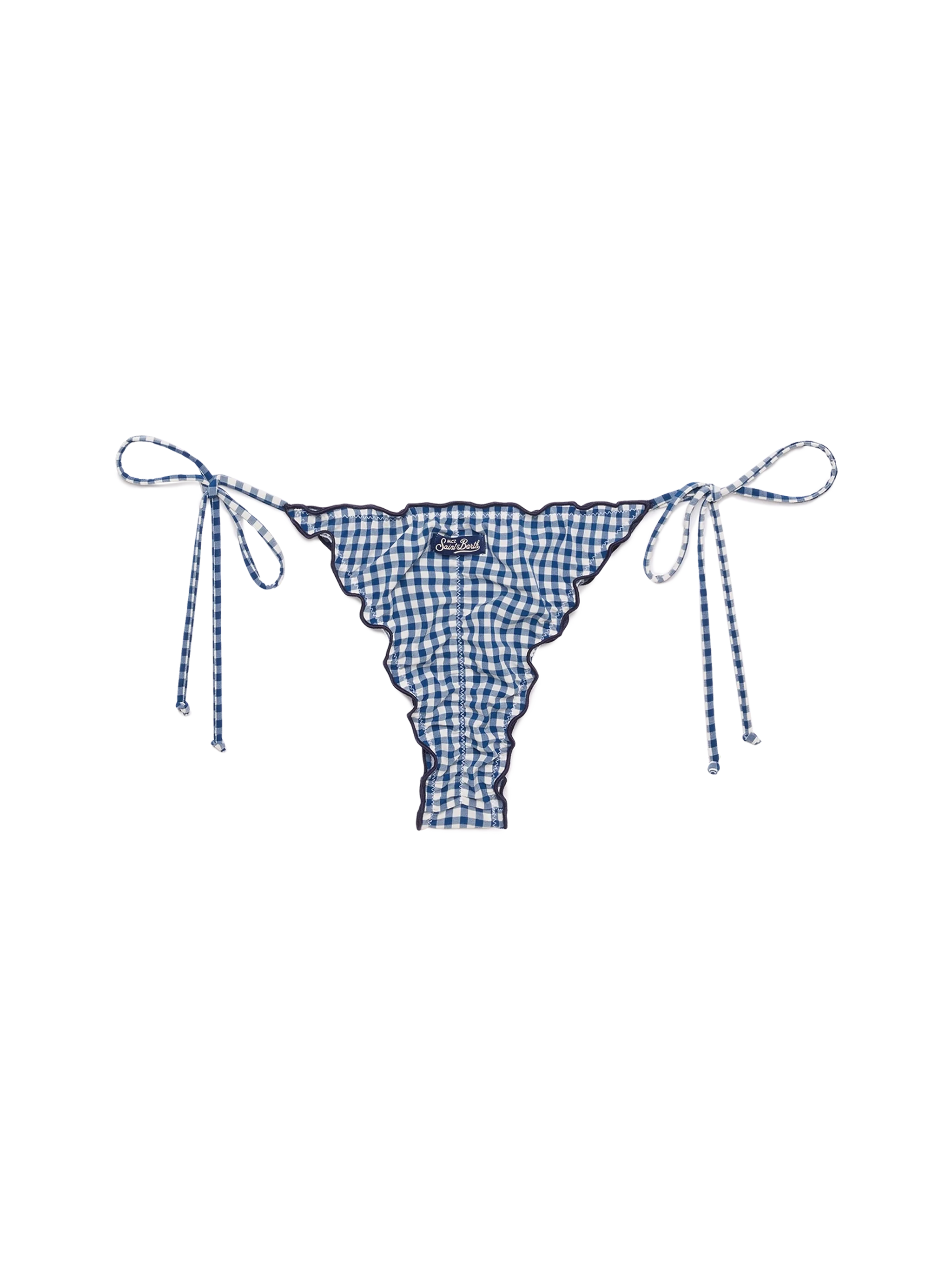 Miami Cheeky Swim Briefs With Gingham Print Blue Bottom