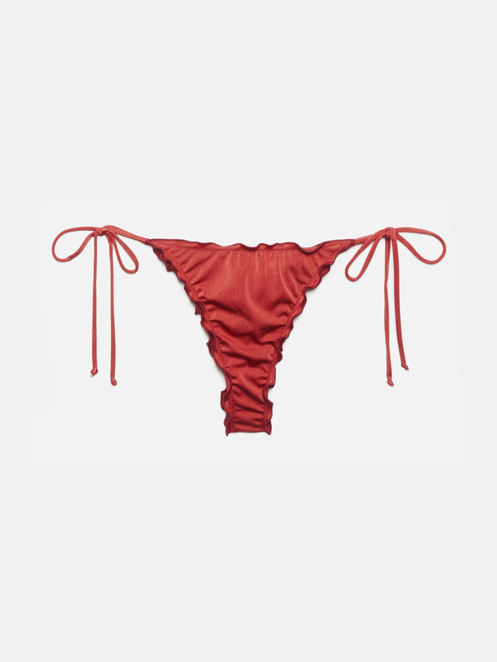 Miami Cheeky Shimmer Brick Red Swim Briefs Bottom