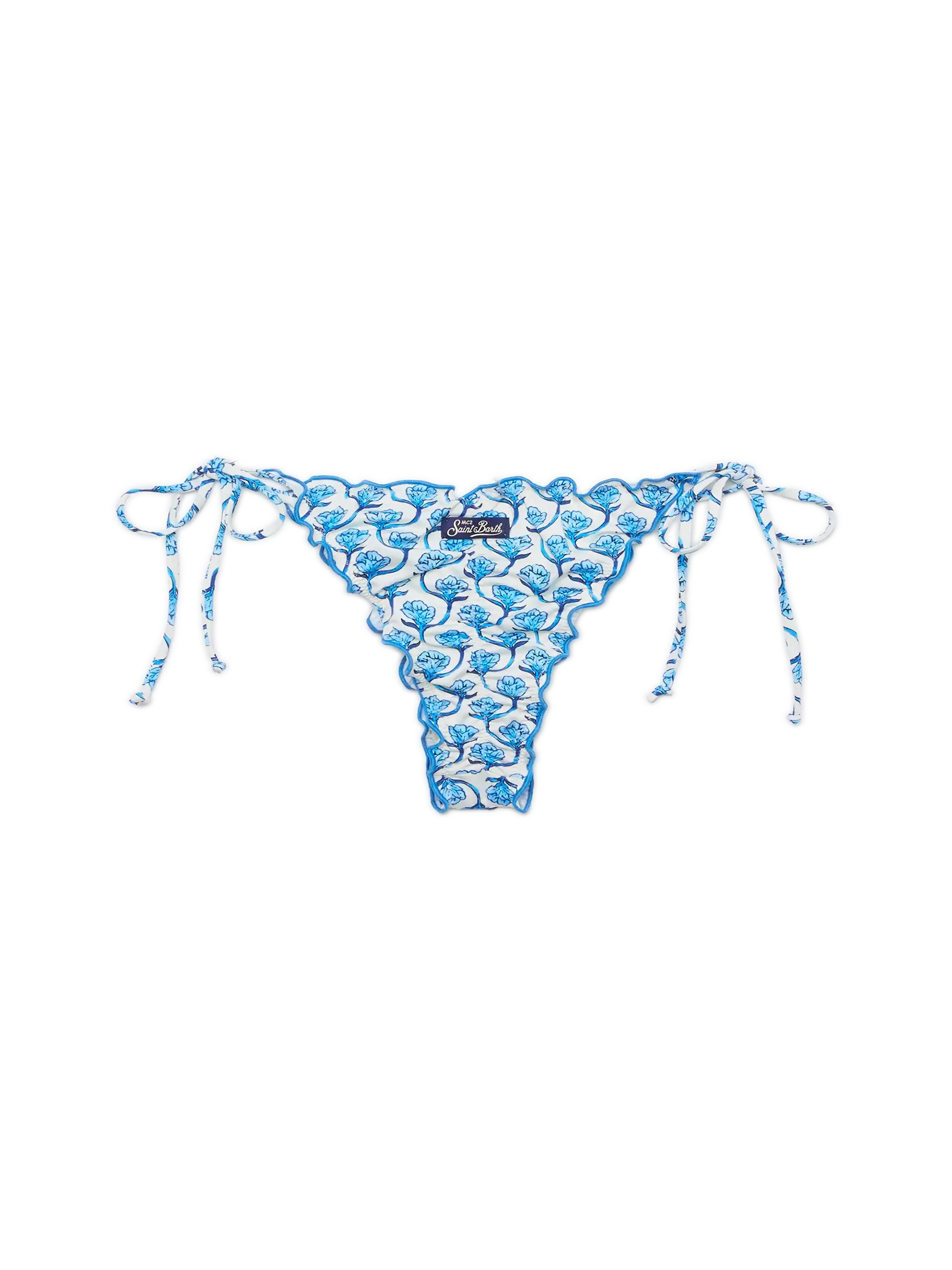 Miami Cheeky Swim Briefs With Floral Print White Bottom