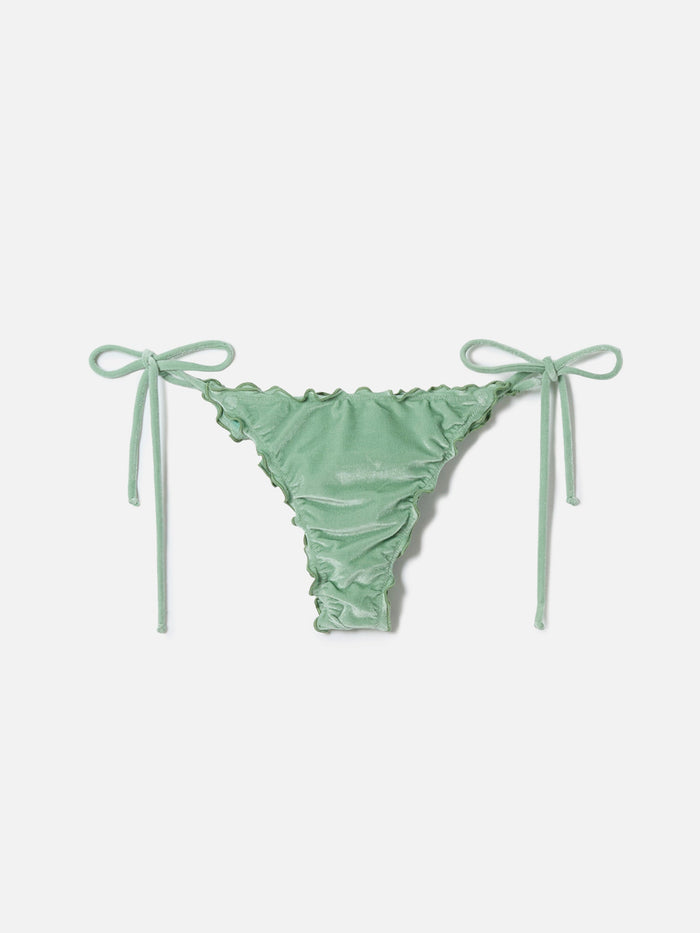 Miami Brazilian Bikini Bottoms Green Velvet With Contrasting Trim Bottom