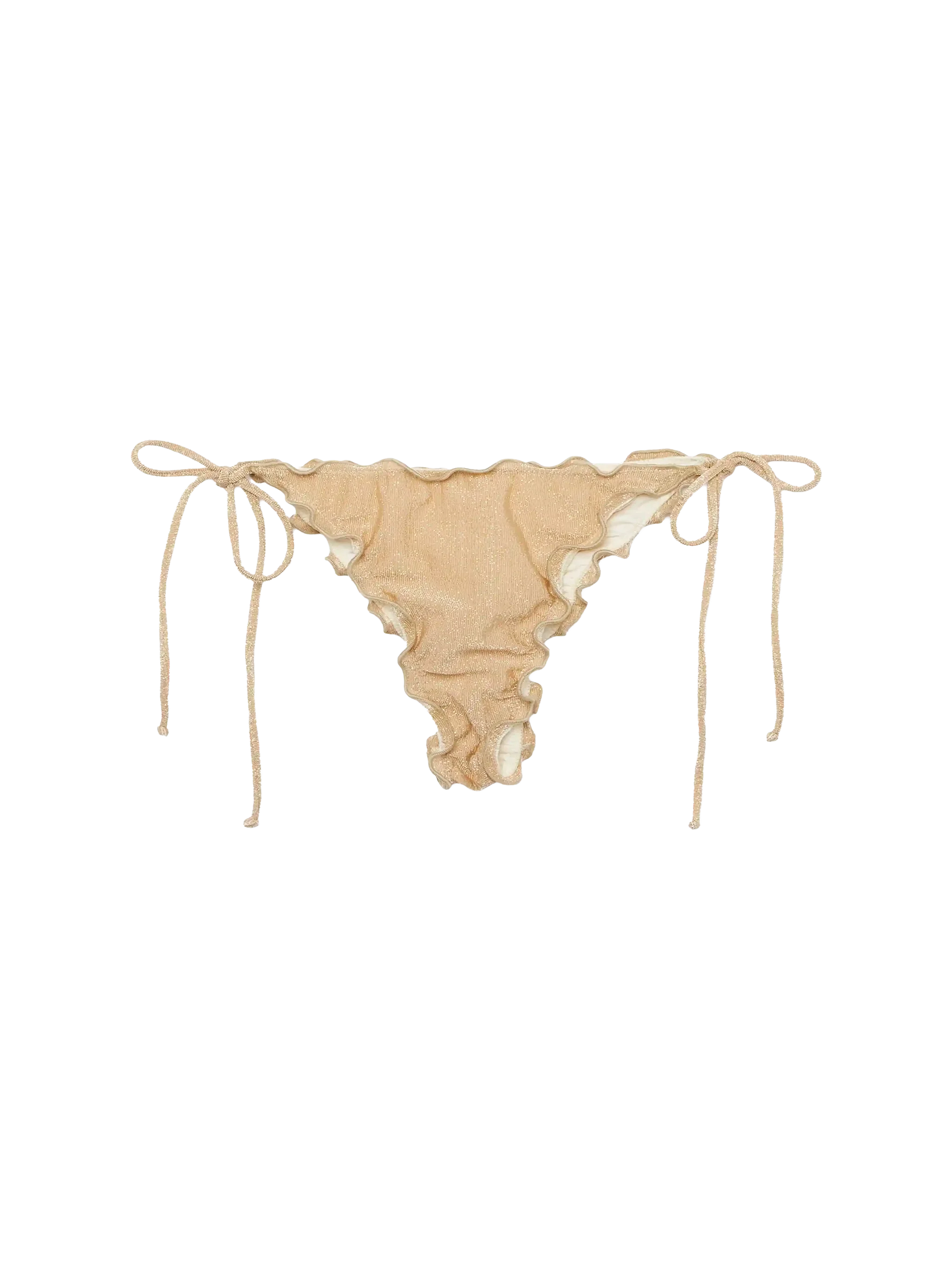 Miami Lurex Gold Cheeky Swim Briefs White Bottom